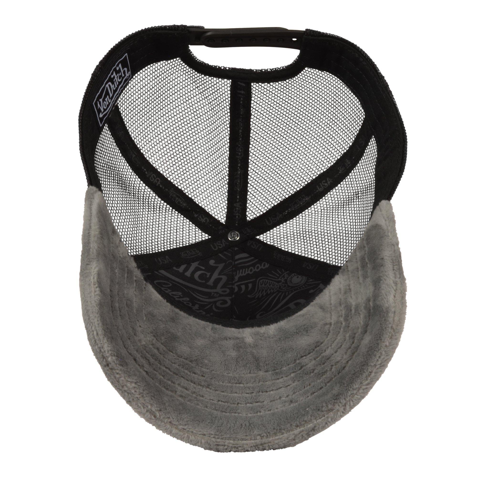 Von Dutch Velvet Trucker Snapback Hat-Grey - GREY Thumbnail View 5