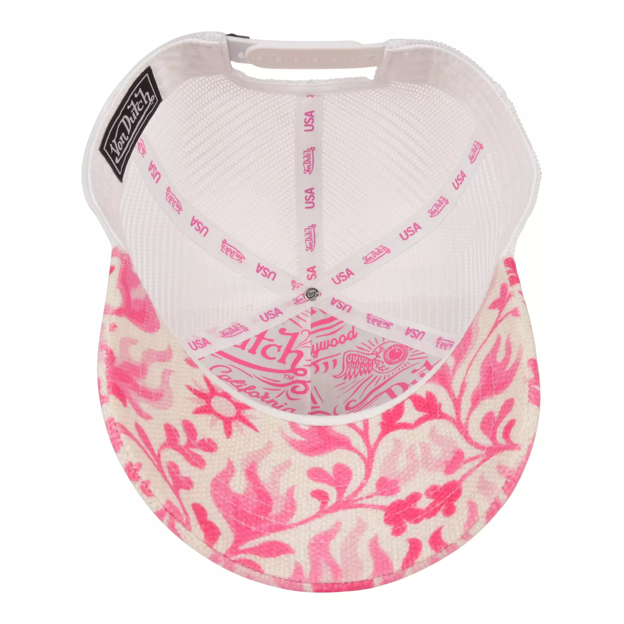 Von Dutch Burnbloom Trucker Snapback Hat-Pink - PINK