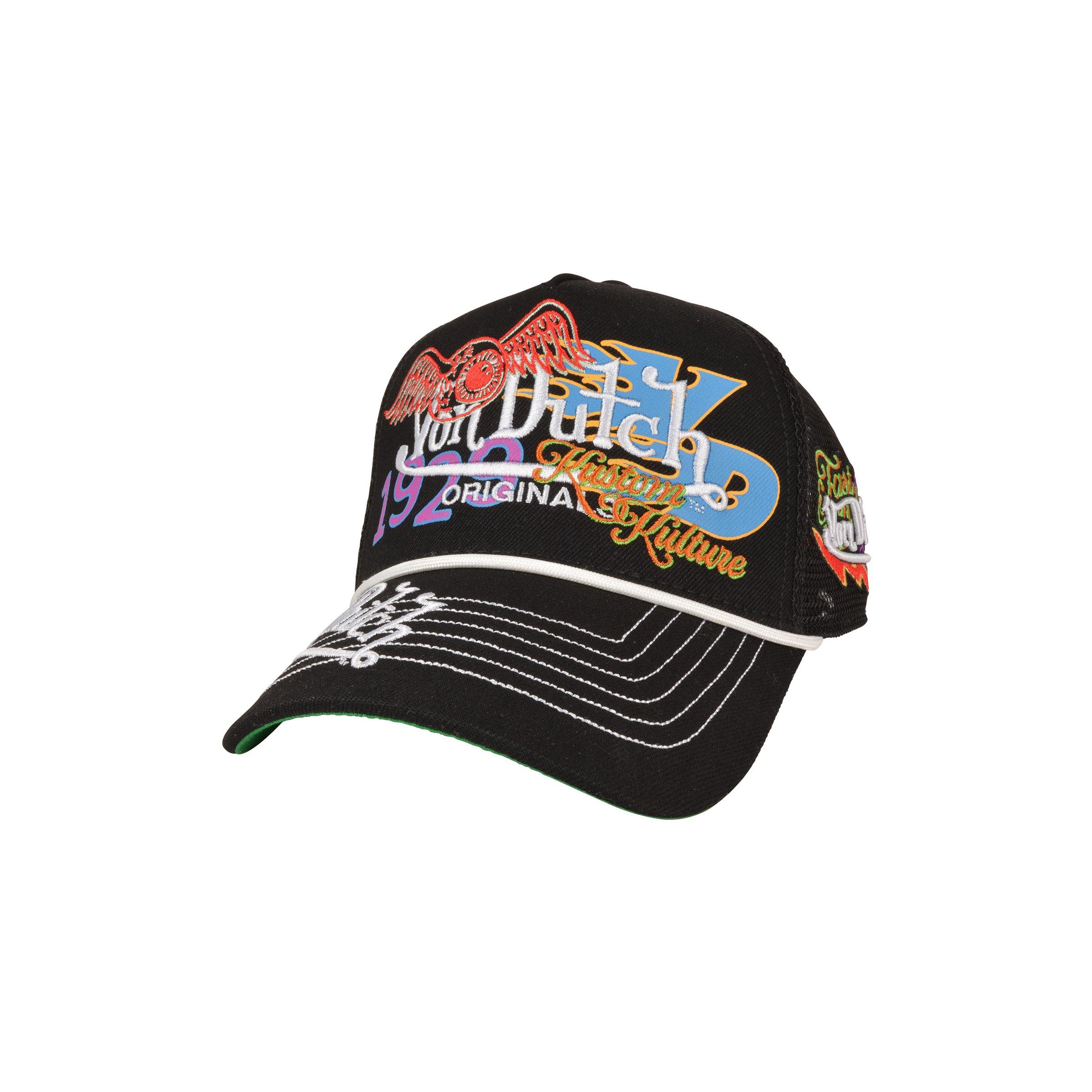 Von Dutch Overlap Trucker Snapback Hat-Black - BLACK Thumbnail View 1