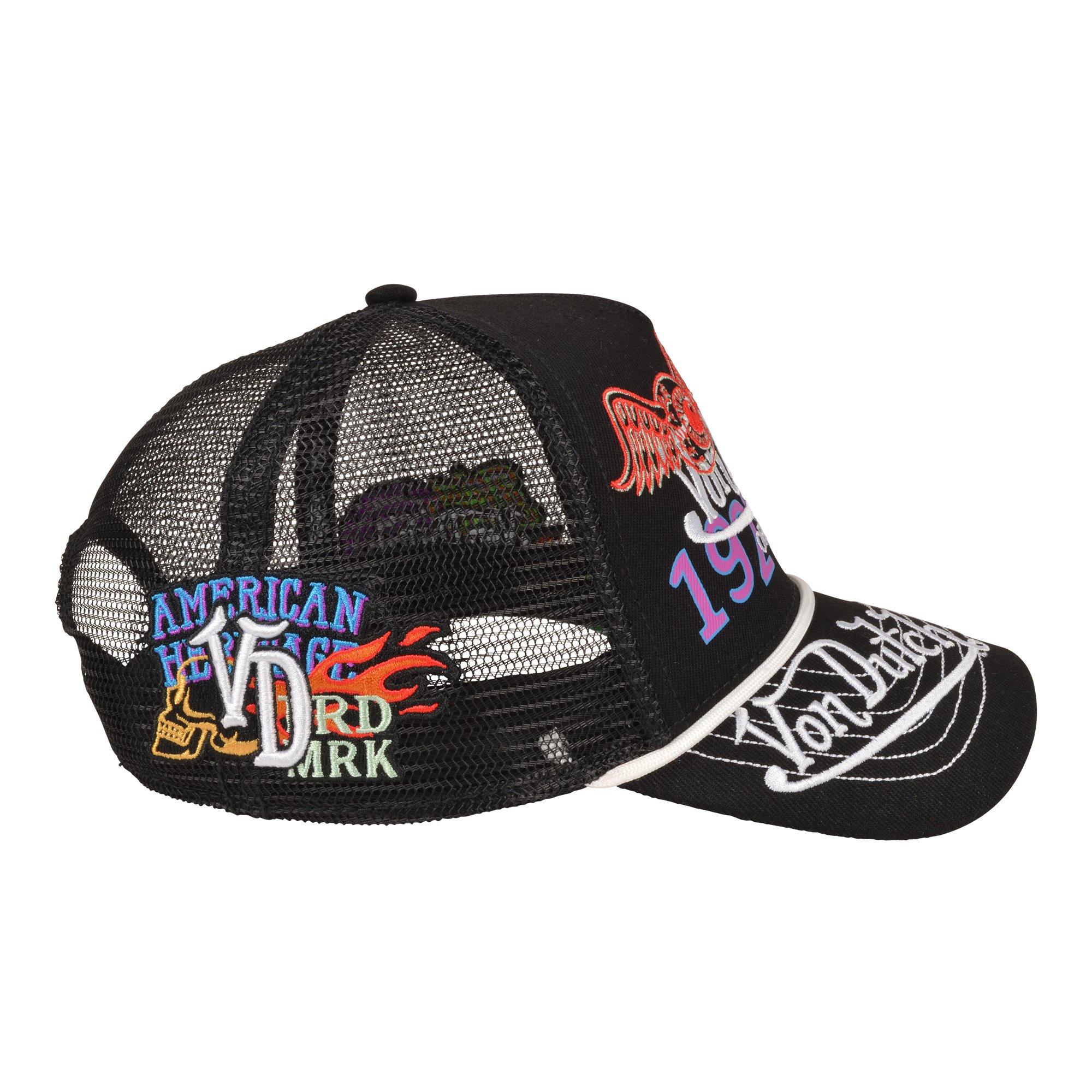 Von Dutch Overlap Trucker Snapback Hat-Black - BLACK Thumbnail View 5