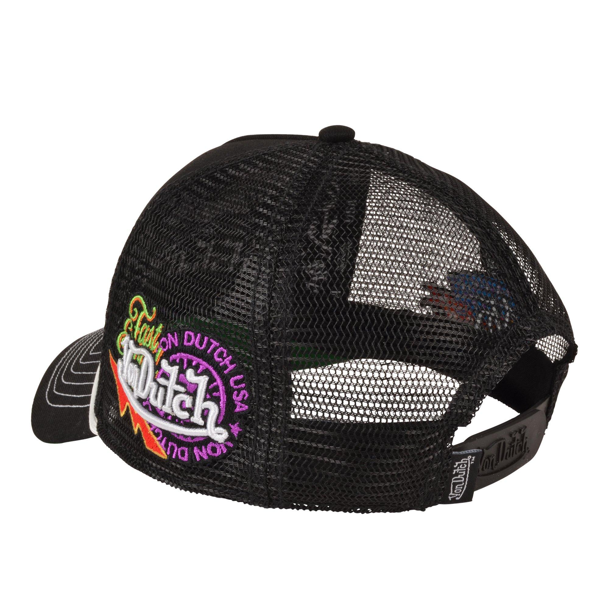 Von Dutch Overlap Trucker Snapback Hat-Black - BLACK Thumbnail View 6