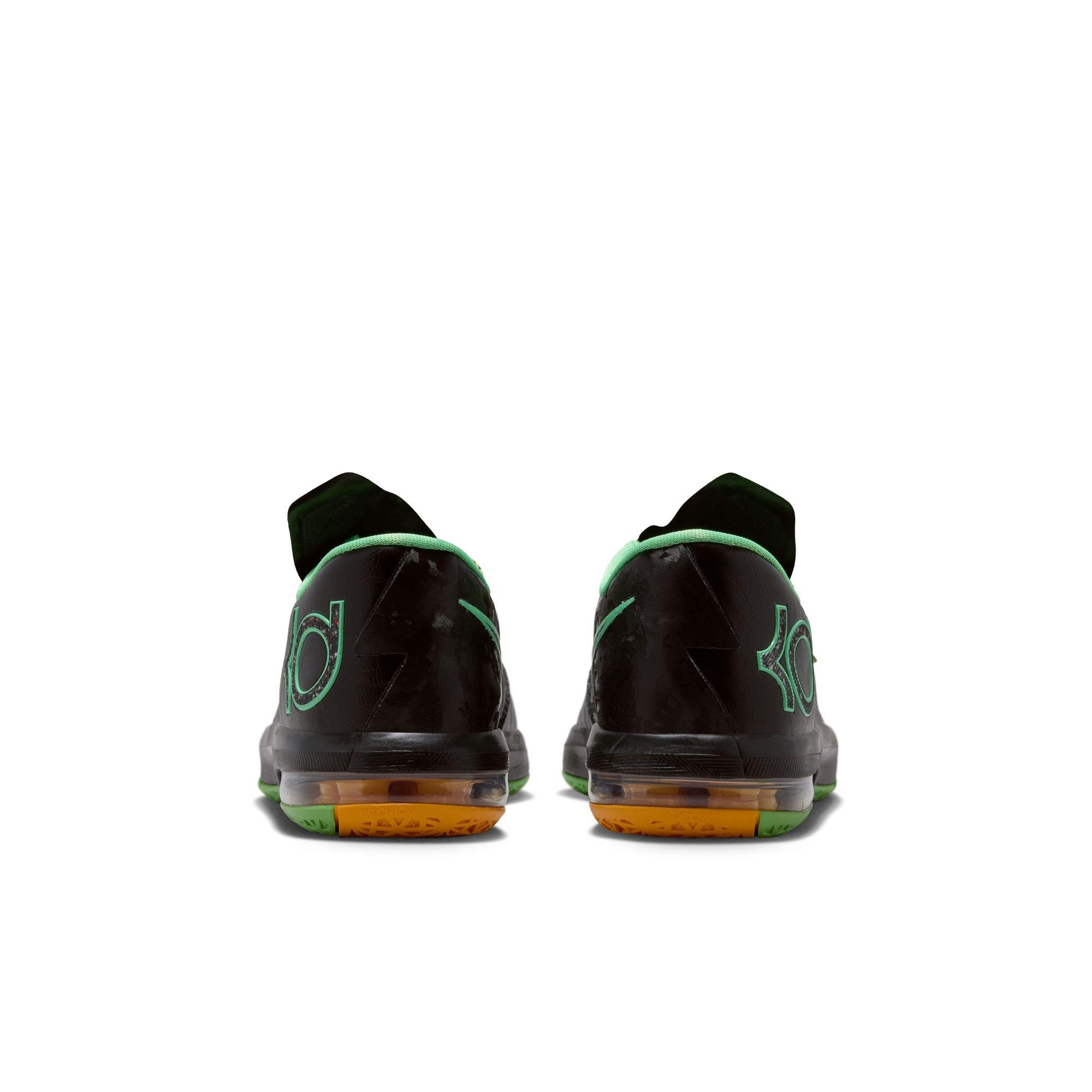 Nike KD 6 "Brazil" Grade School Kids' Basketball Shoe - BLACK/MULTI-COLOR/LT LUCID GREEN Thumbnail View 8