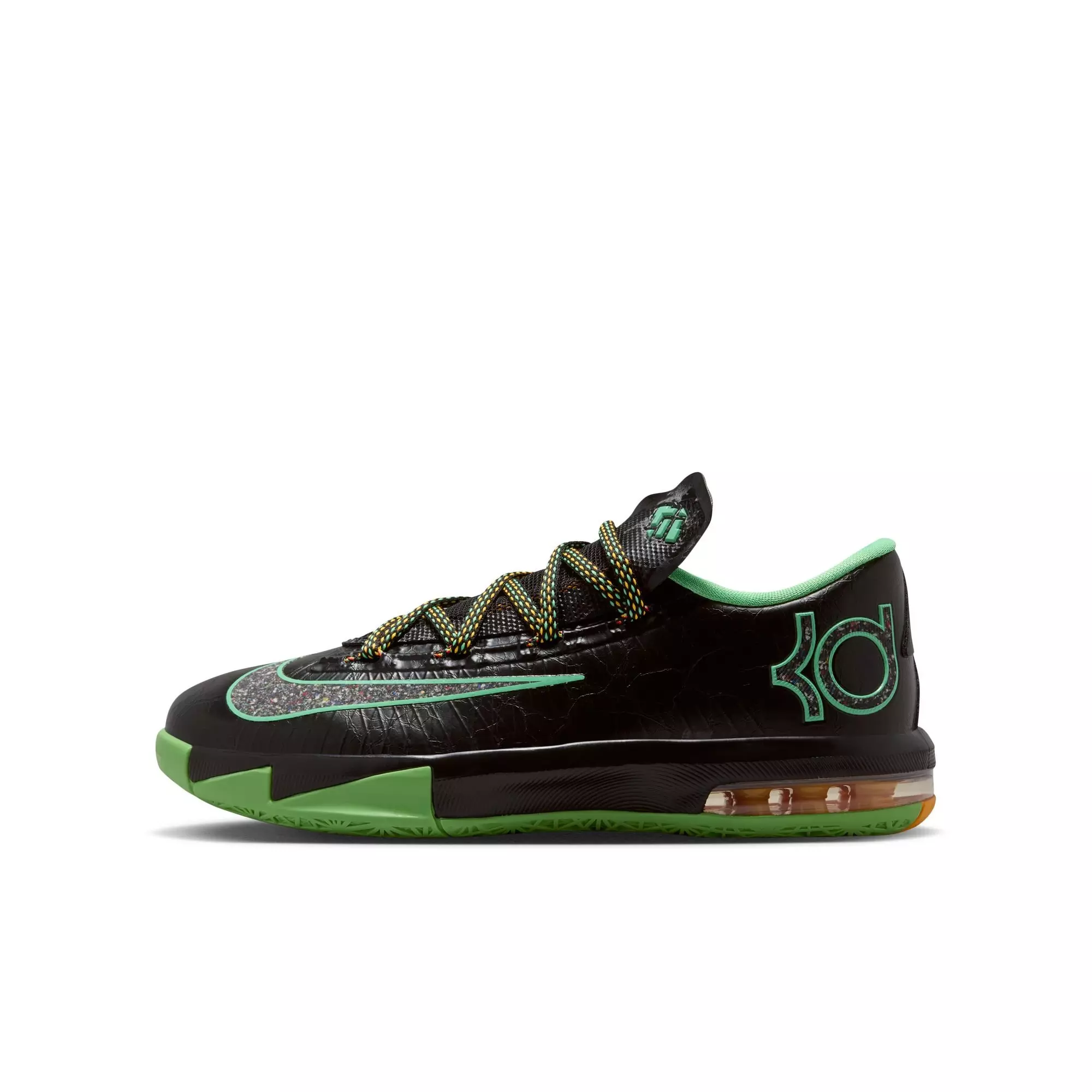 Nike KD 6 "Brazil" Grade School Kids' Basketball Shoe - BLACK/MULTI-COLOR/LT LUCID GREEN