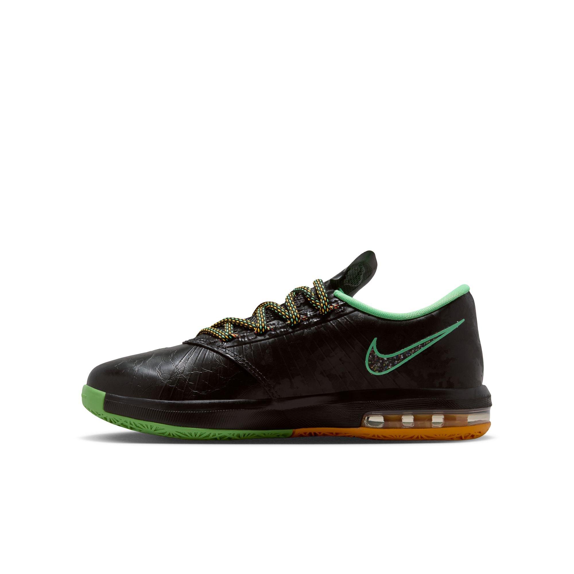 Nike KD 6 "Brazil" Grade School Kids' Basketball Shoe - BLACK/MULTI-COLOR/LT LUCID GREEN Thumbnail View 7
