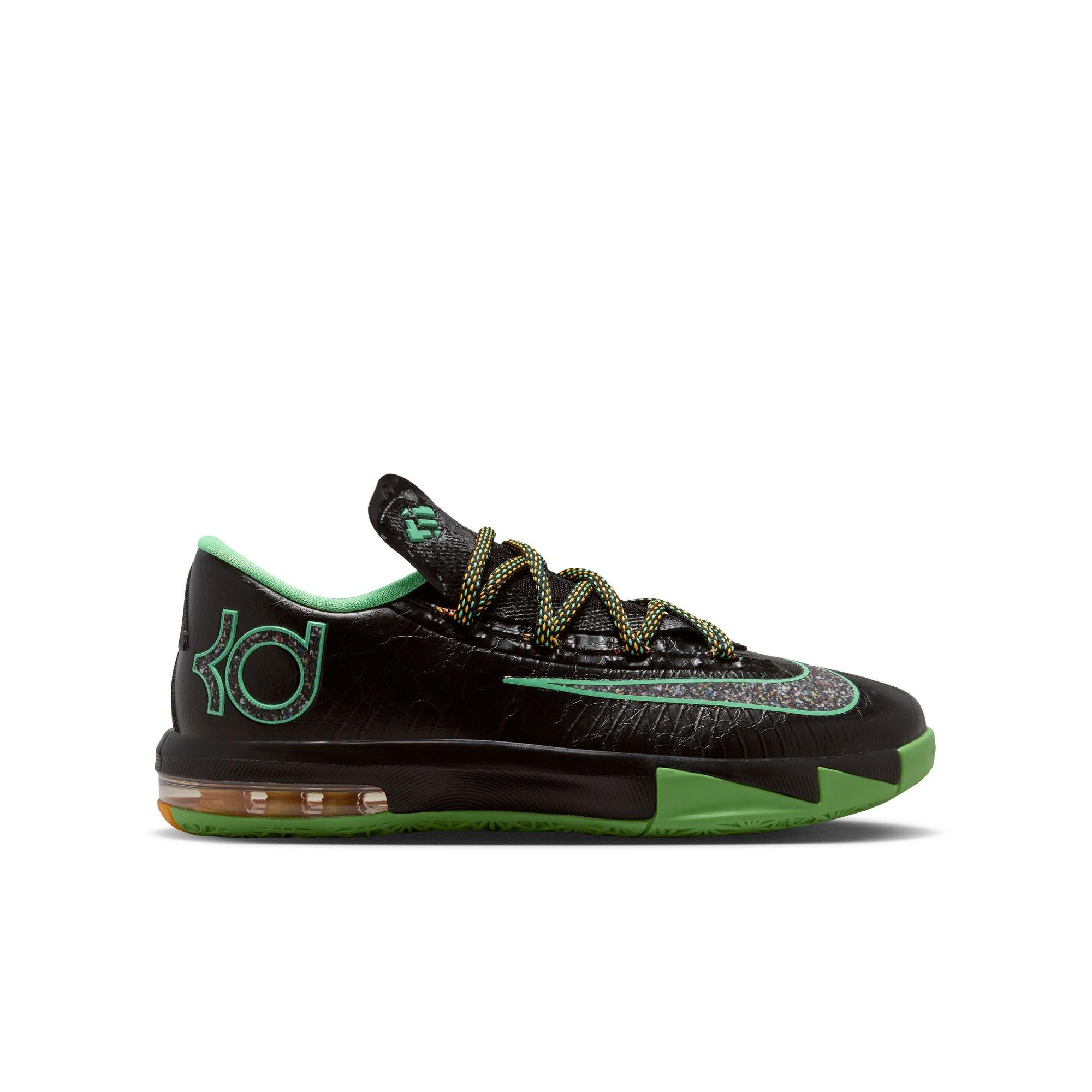 Nike KD 6 "Brazil" Grade School Kids' Basketball Shoe - BLACK/MULTI-COLOR/LT LUCID GREEN Thumbnail View 2
