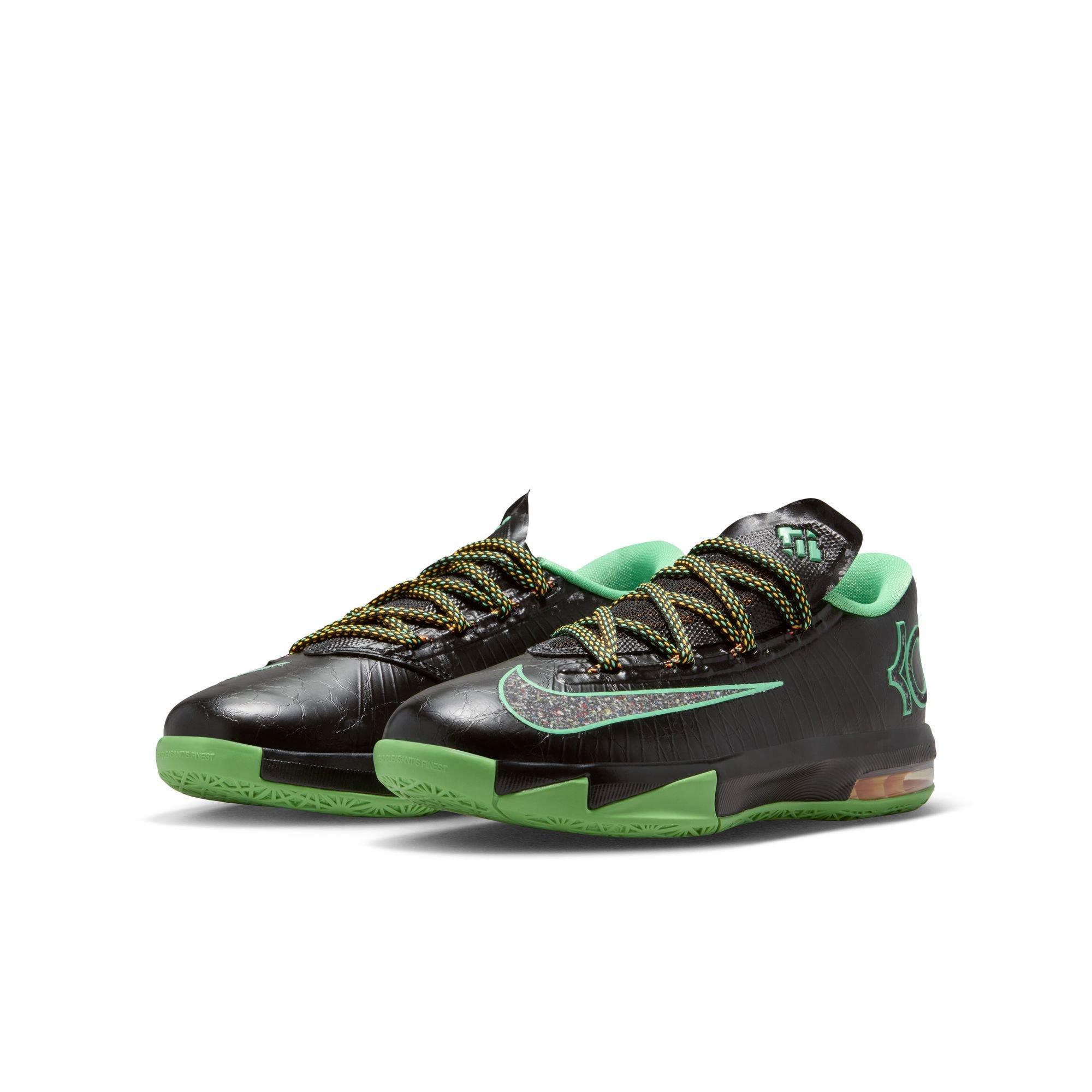 Nike KD 6 "Brazil" Grade School Kids' Basketball Shoe - BLACK/MULTI-COLOR/LT LUCID GREEN Thumbnail View 3