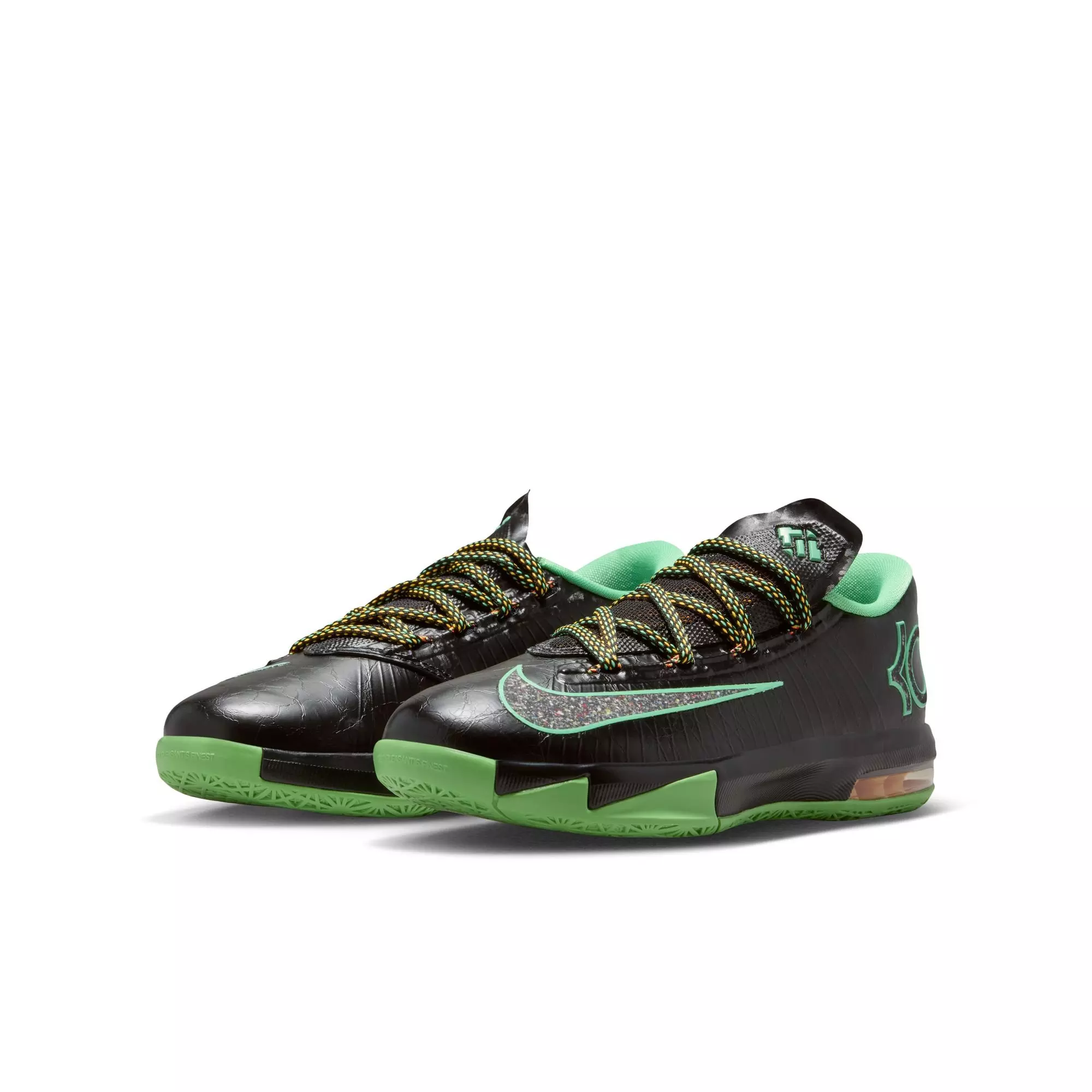 Nike KD 6 "Brazil" Grade School Kids' Basketball Shoe - BLACK/MULTI-COLOR/LT LUCID GREEN