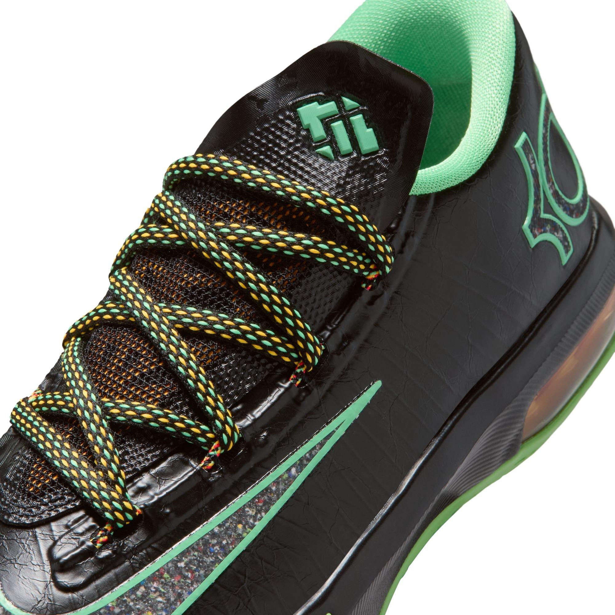 Nike KD 6 "Brazil" Grade School Kids' Basketball Shoe - BLACK/MULTI-COLOR/LT LUCID GREEN Thumbnail View 4