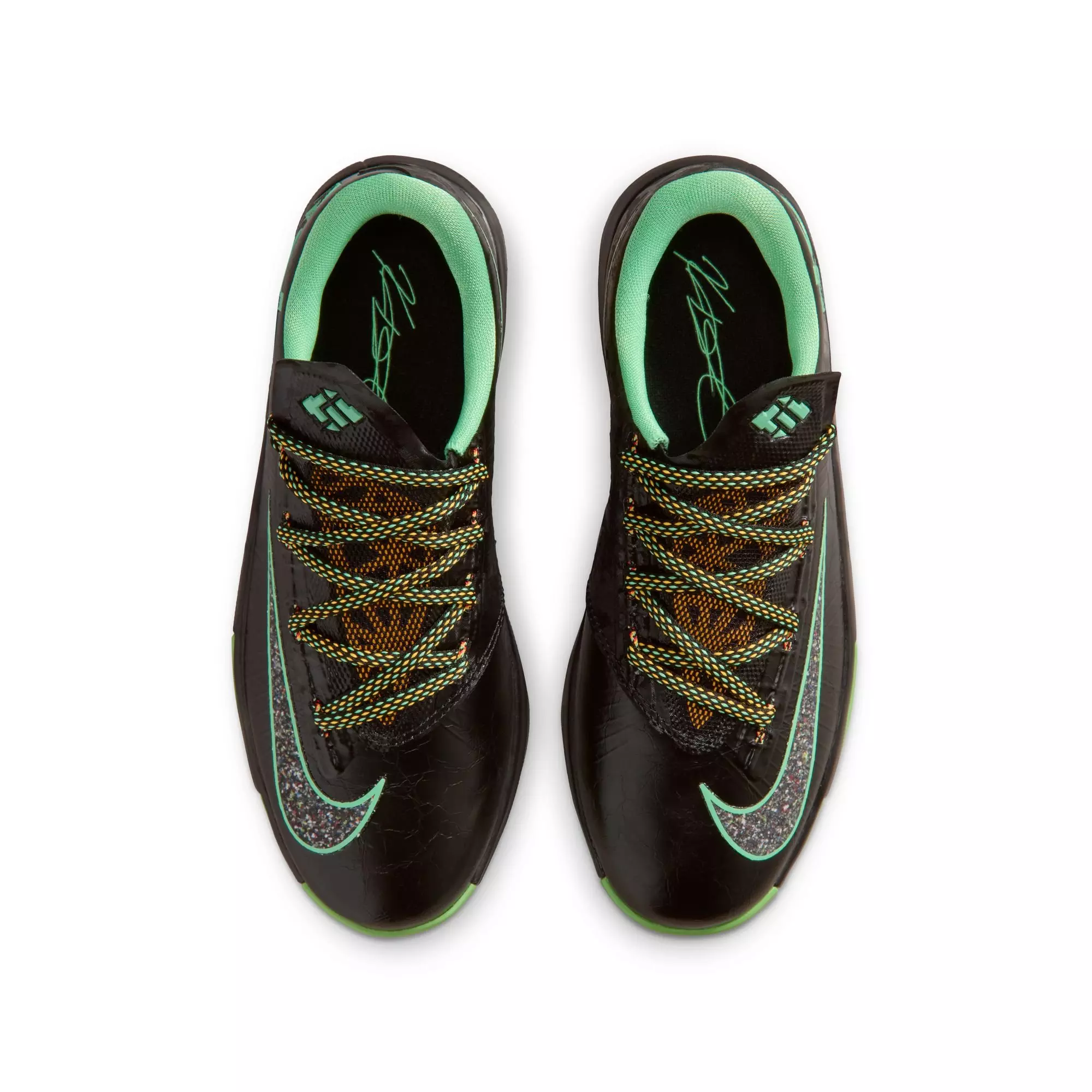 Nike KD 6 "Brazil" Grade School Kids' Basketball Shoe - BLACK/MULTI-COLOR/LT LUCID GREEN