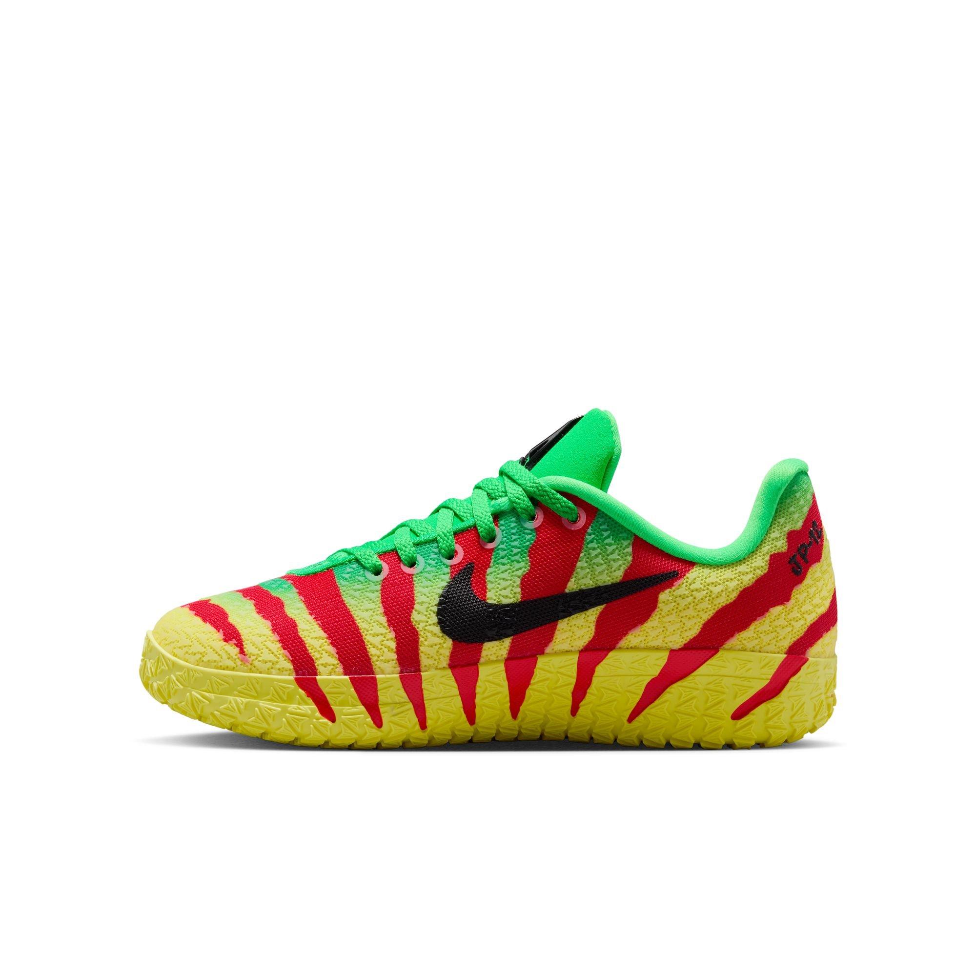 Nike Ja 3 "Explorer" Grade School Kids' Basketball Shoe - GREEN SPARK/BLACK/UNIVERSITY RED Thumbnail View 12