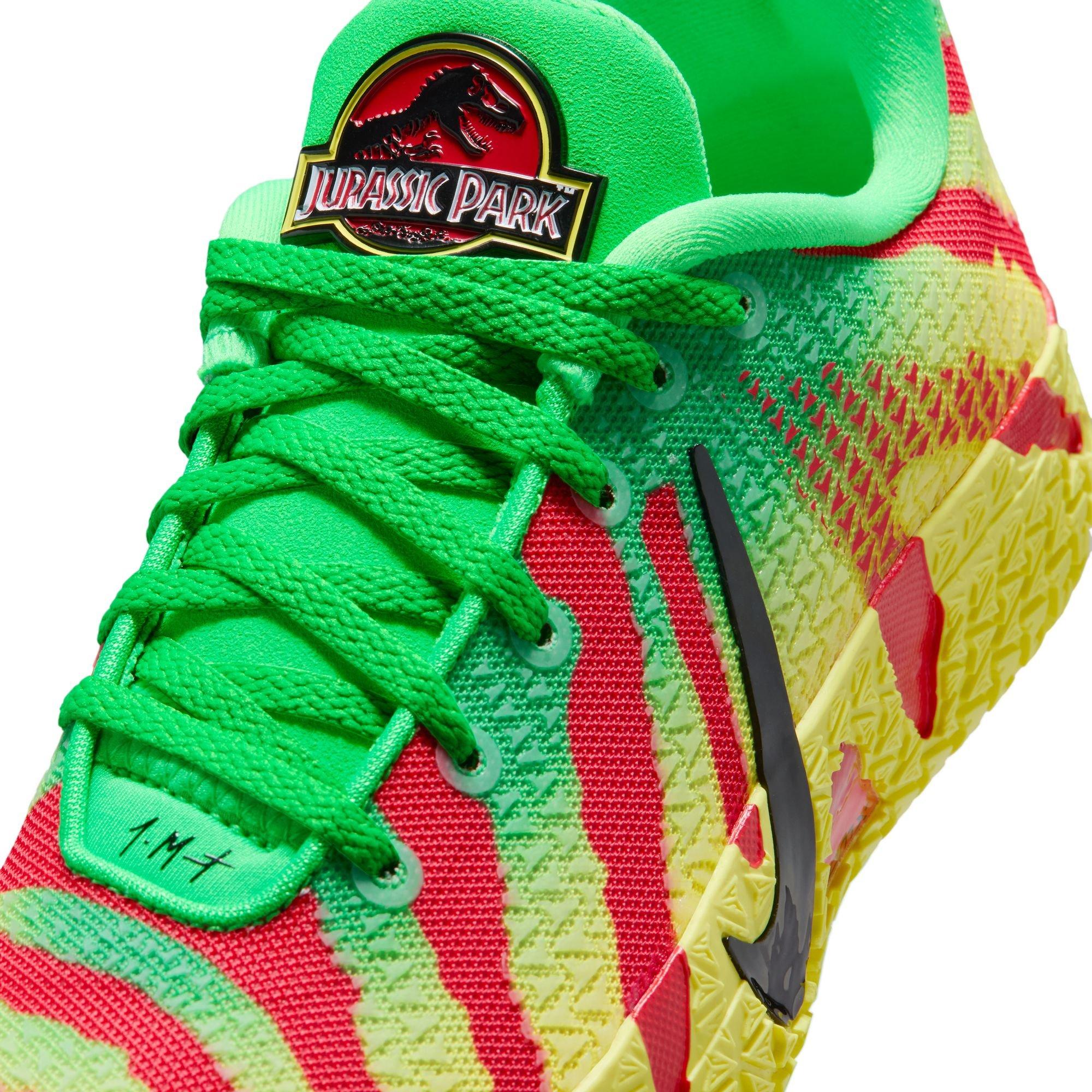 Nike Ja 3 "Explorer" Grade School Kids' Basketball Shoe - GREEN SPARK/BLACK/UNIVERSITY RED Thumbnail View 5
