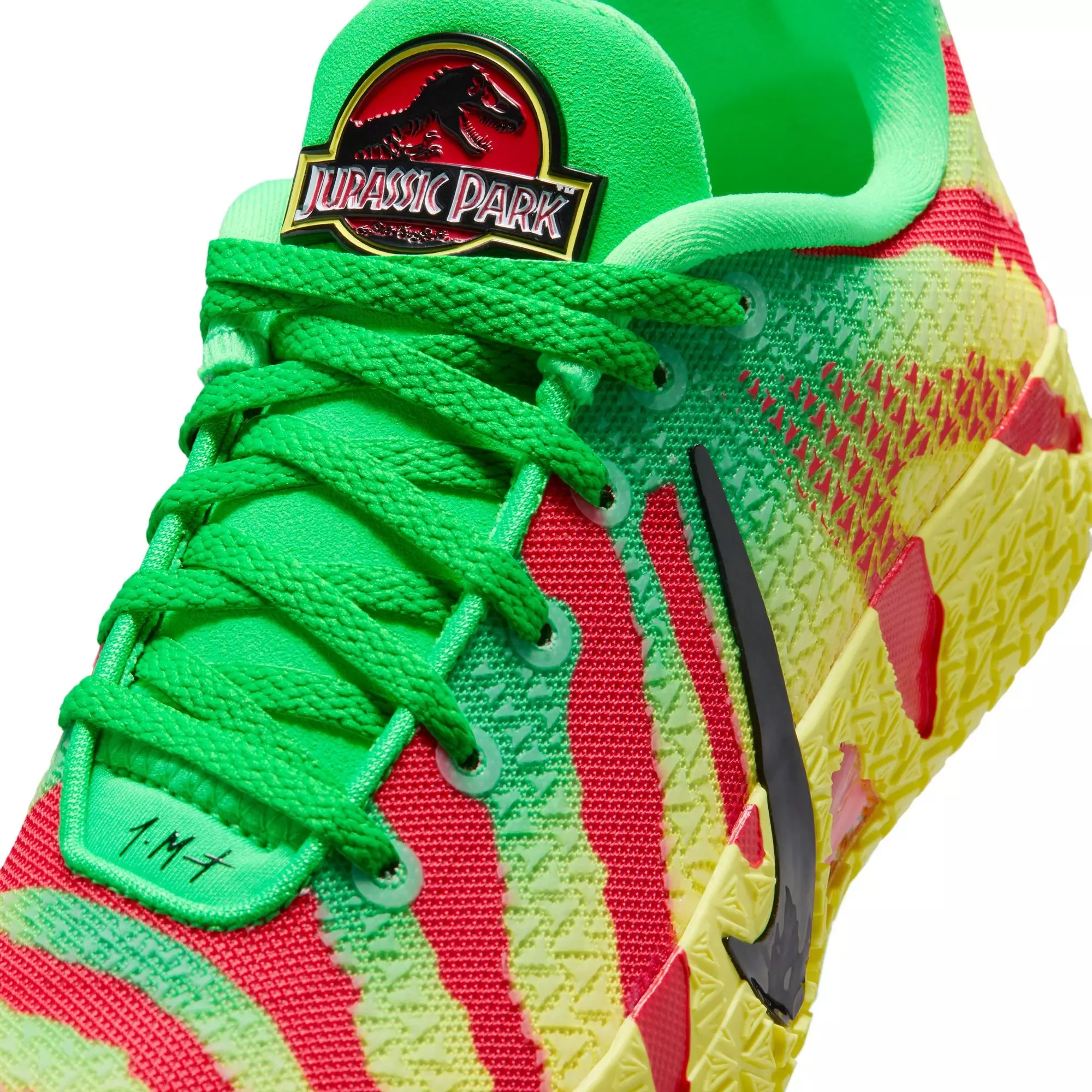 Nike Ja 3 "Explorer" Grade School Kids' Basketball Shoe - GREEN SPARK/BLACK/UNIVERSITY RED