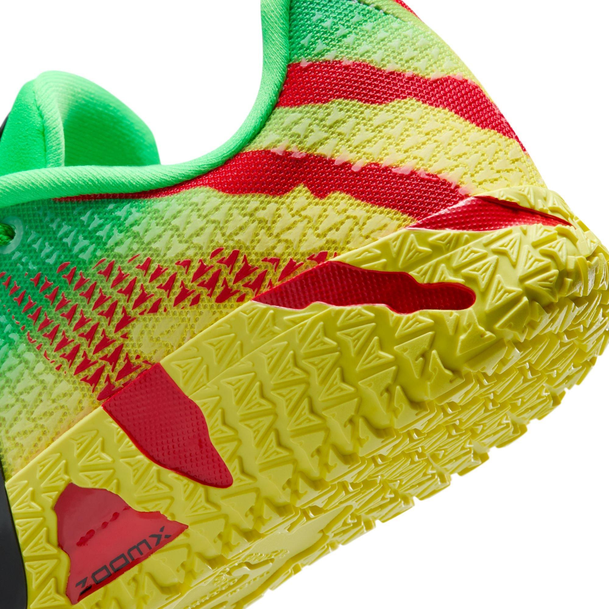 Nike Ja 3 "Explorer" Grade School Kids' Basketball Shoe - GREEN SPARK/BLACK/UNIVERSITY RED Thumbnail View 6