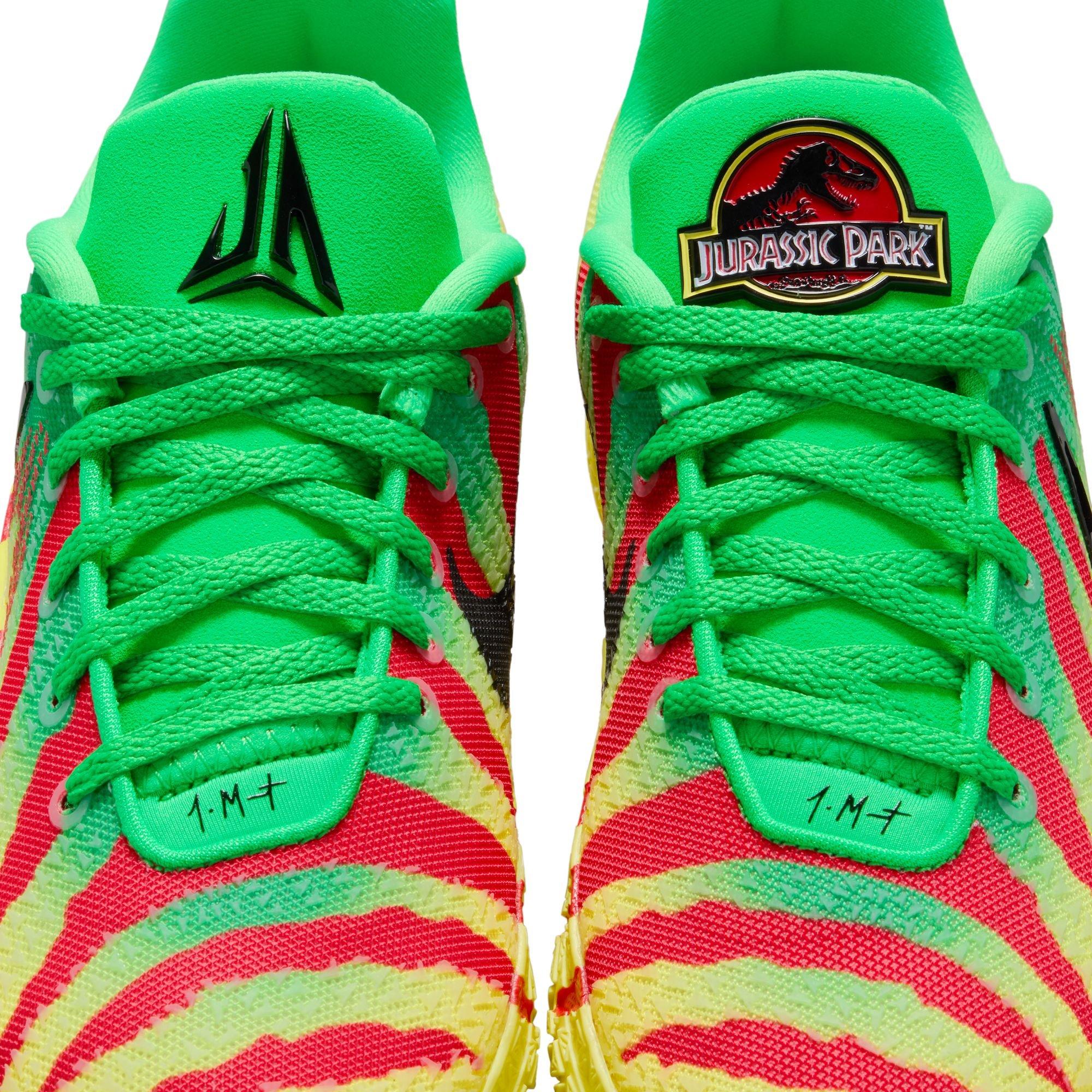 Nike Ja 3 "Explorer" Grade School Kids' Basketball Shoe - GREEN SPARK/BLACK/UNIVERSITY RED Thumbnail View 7