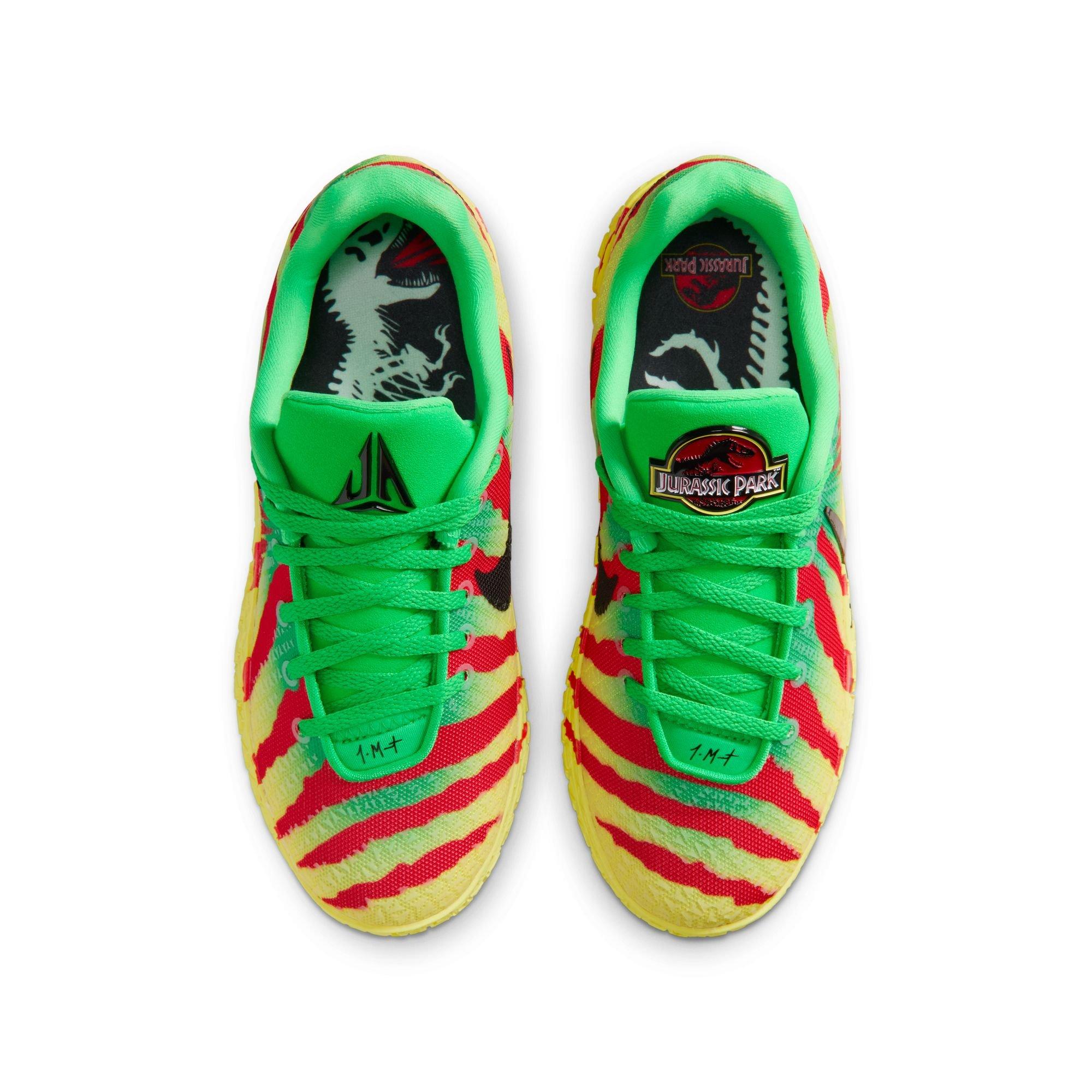 Nike Ja 3 "Explorer" Grade School Kids' Basketball Shoe - GREEN SPARK/BLACK/UNIVERSITY RED Thumbnail View 14