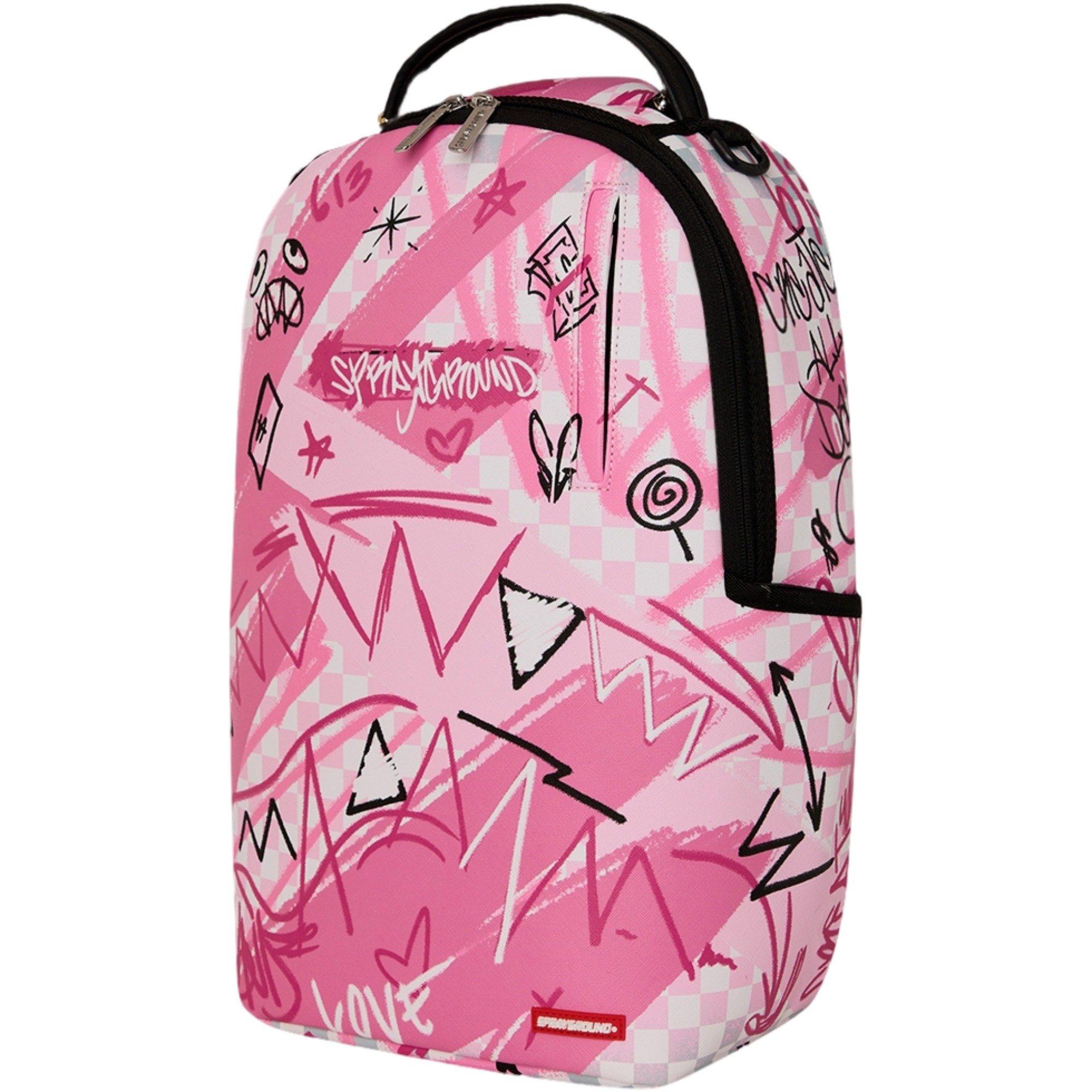 Sprayground Pink Smoke Check Backpack - Pink - PINK Thumbnail View 3
