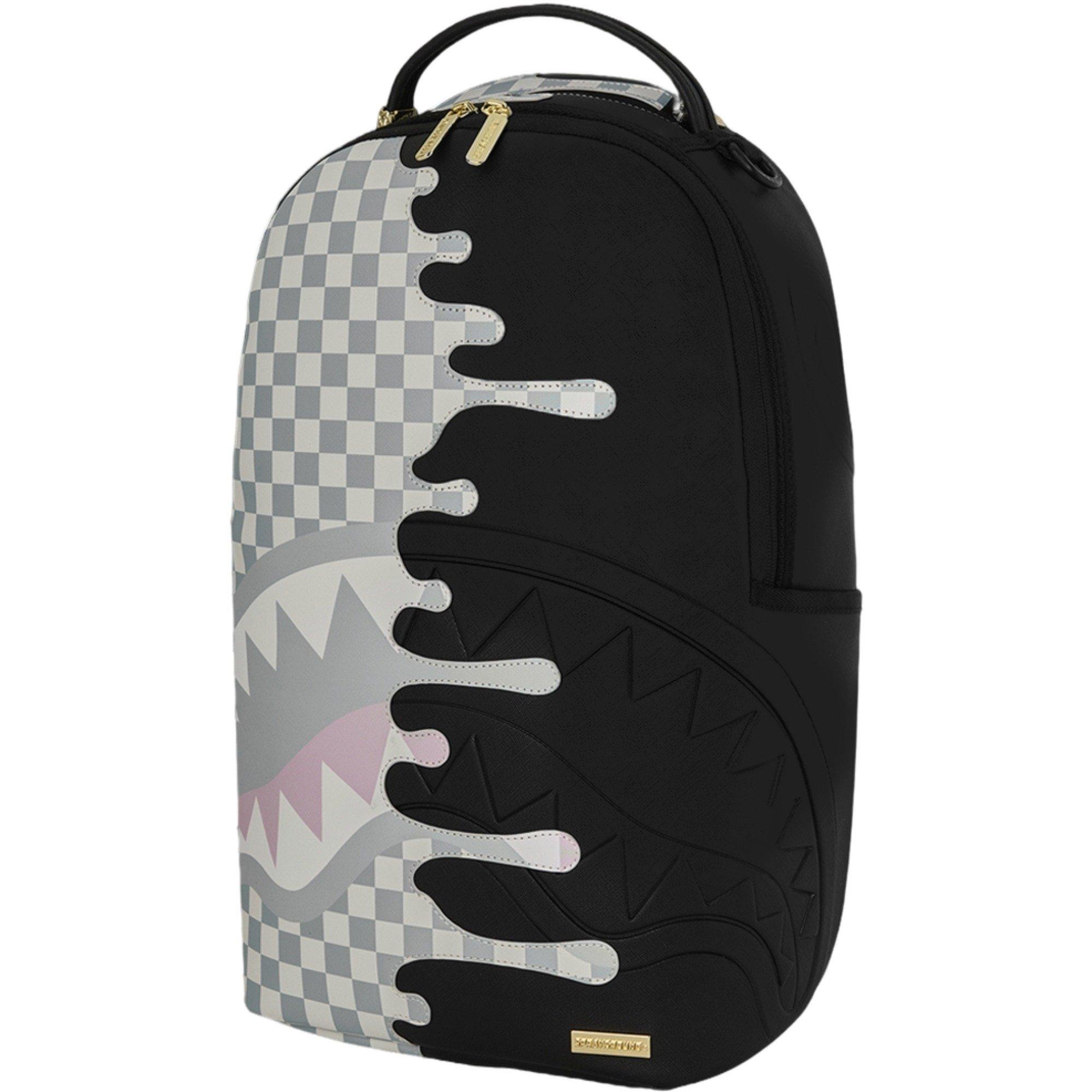 Sprayground Cream Check Side Drip Backpack - Black/Cream/Grey - BLACK/CREAM/GREY Thumbnail View 3