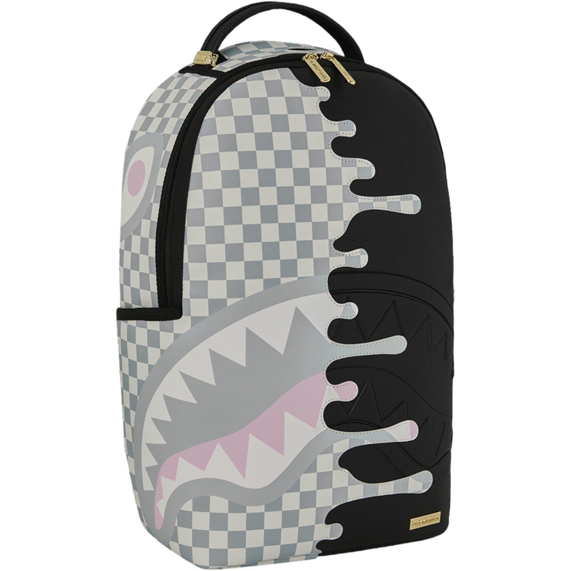 Sprayground Cream Check Side Drip Backpack - Black/Cream/Grey - BLACK/CREAM/GREY Thumbnail View 4