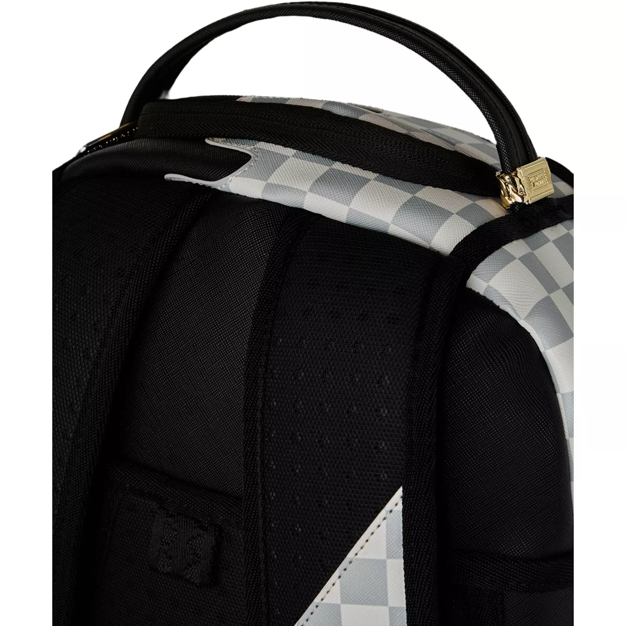 Sprayground Cream Check Side Drip Backpack - Black/Cream/Grey - BLACK/CREAM/GREY
