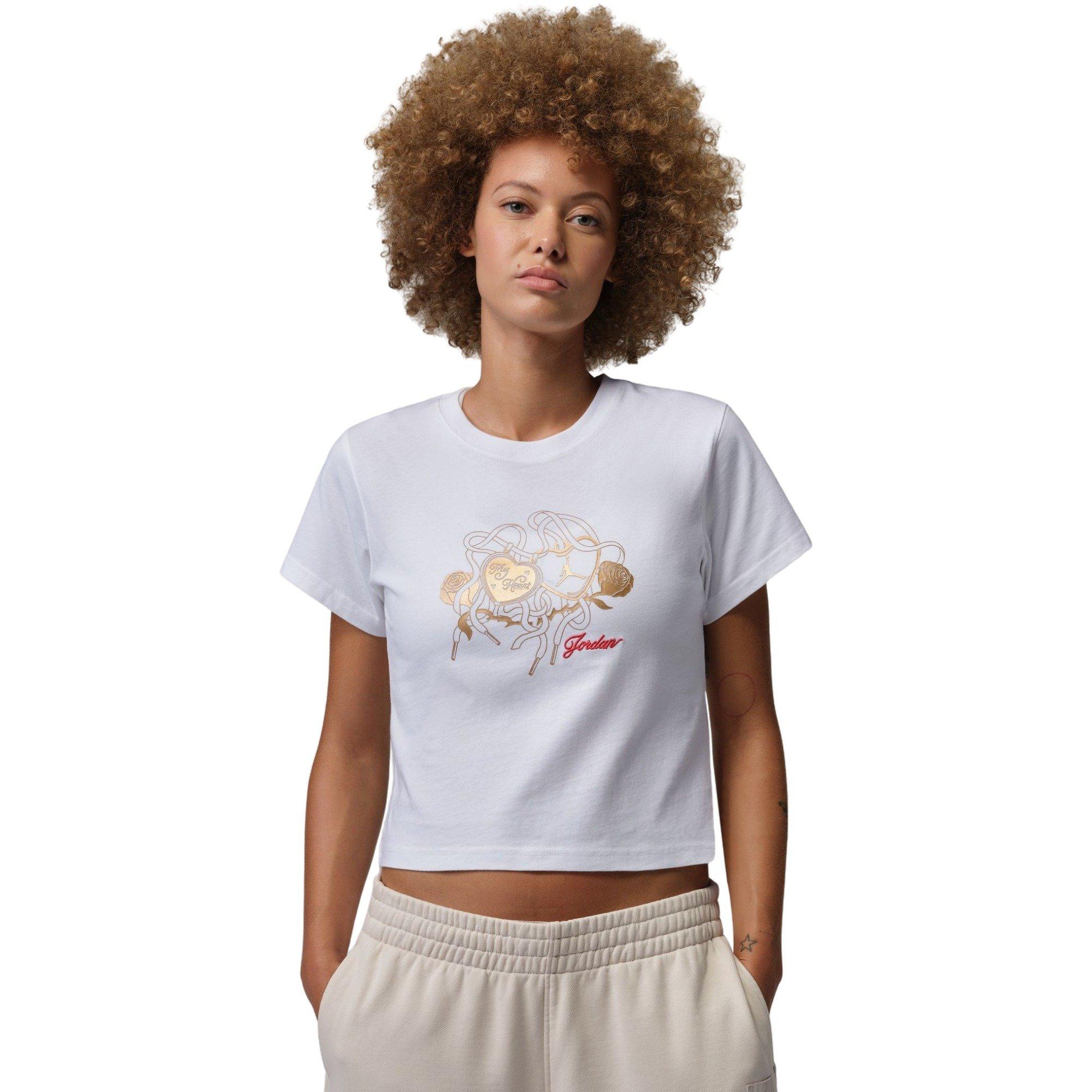 Jordan Women's Brooklyn Graphic Tee - White/Gold - WHITE/GOLD Thumbnail View 1