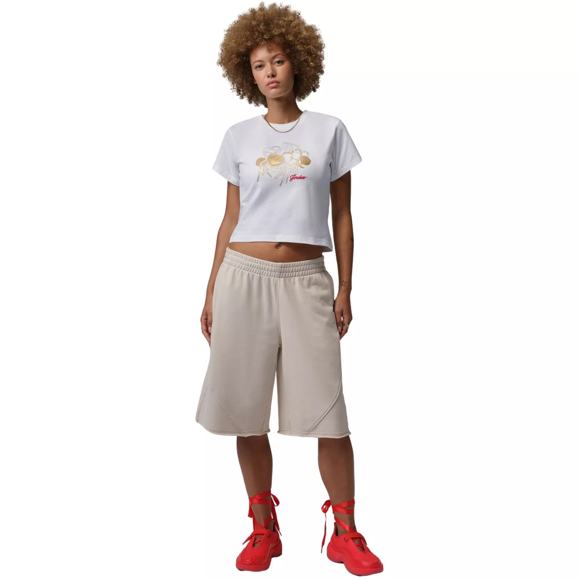 Jordan Women's Brooklyn Graphic Tee - White/Gold - WHITE/GOLD