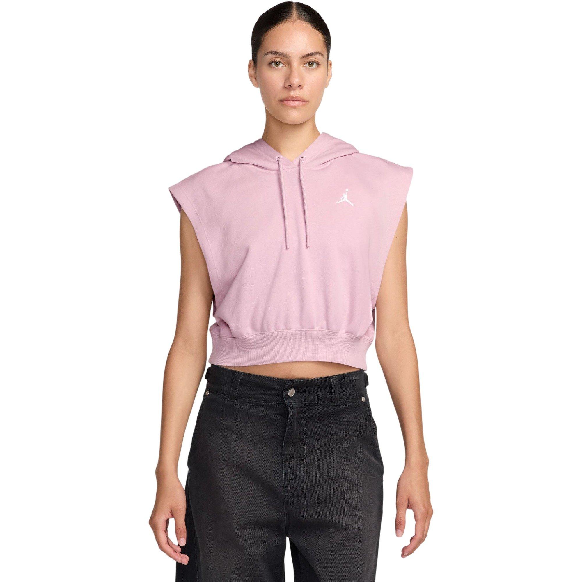 Jordan Women's Brooklyn Fleece French Terry Top - Pink/White - PINK/WHITE Thumbnail View 1