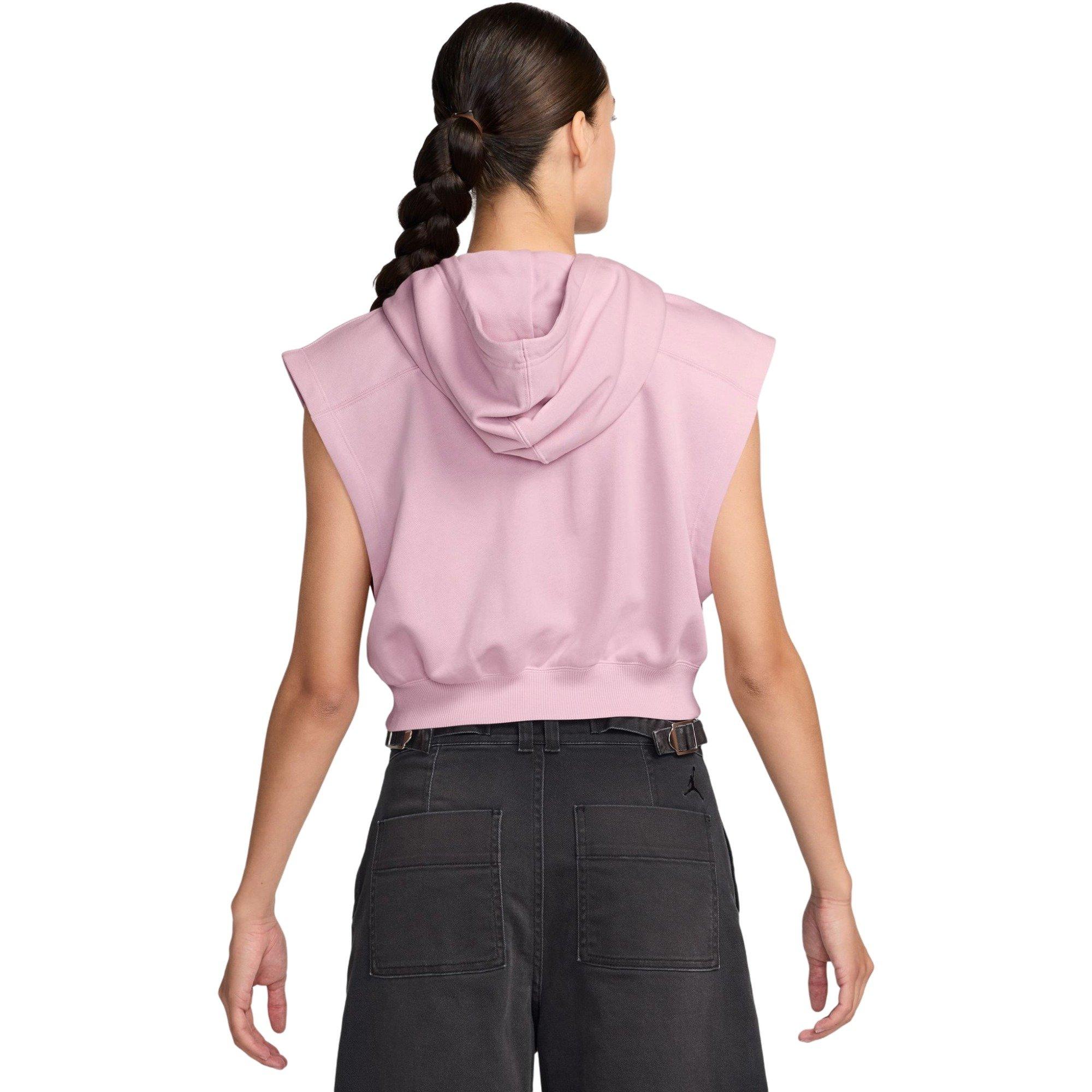 Jordan Women's Brooklyn Fleece French Terry Top - Pink/White - PINK/WHITE Thumbnail View 2