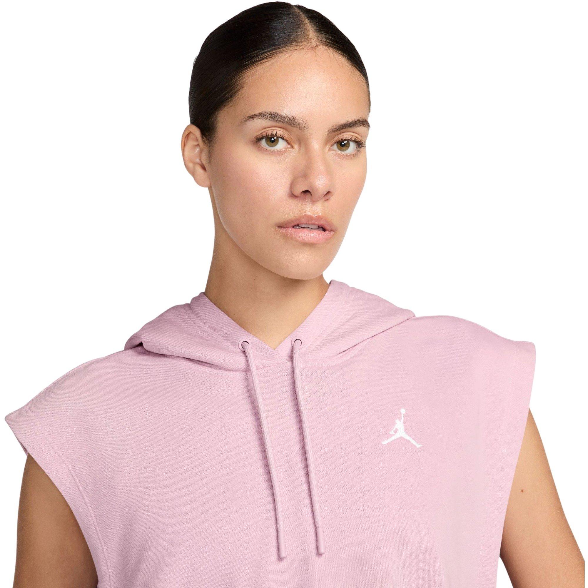 Jordan Women's Brooklyn Fleece French Terry Top - PINK/WHITE Thumbnail View 3