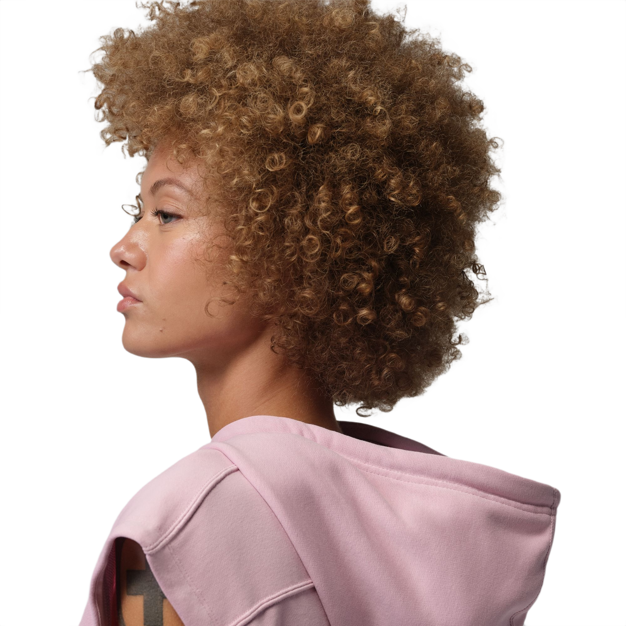 Jordan Women's Brooklyn Fleece French Terry Top - Pink/White - PINK/WHITE Thumbnail View 5