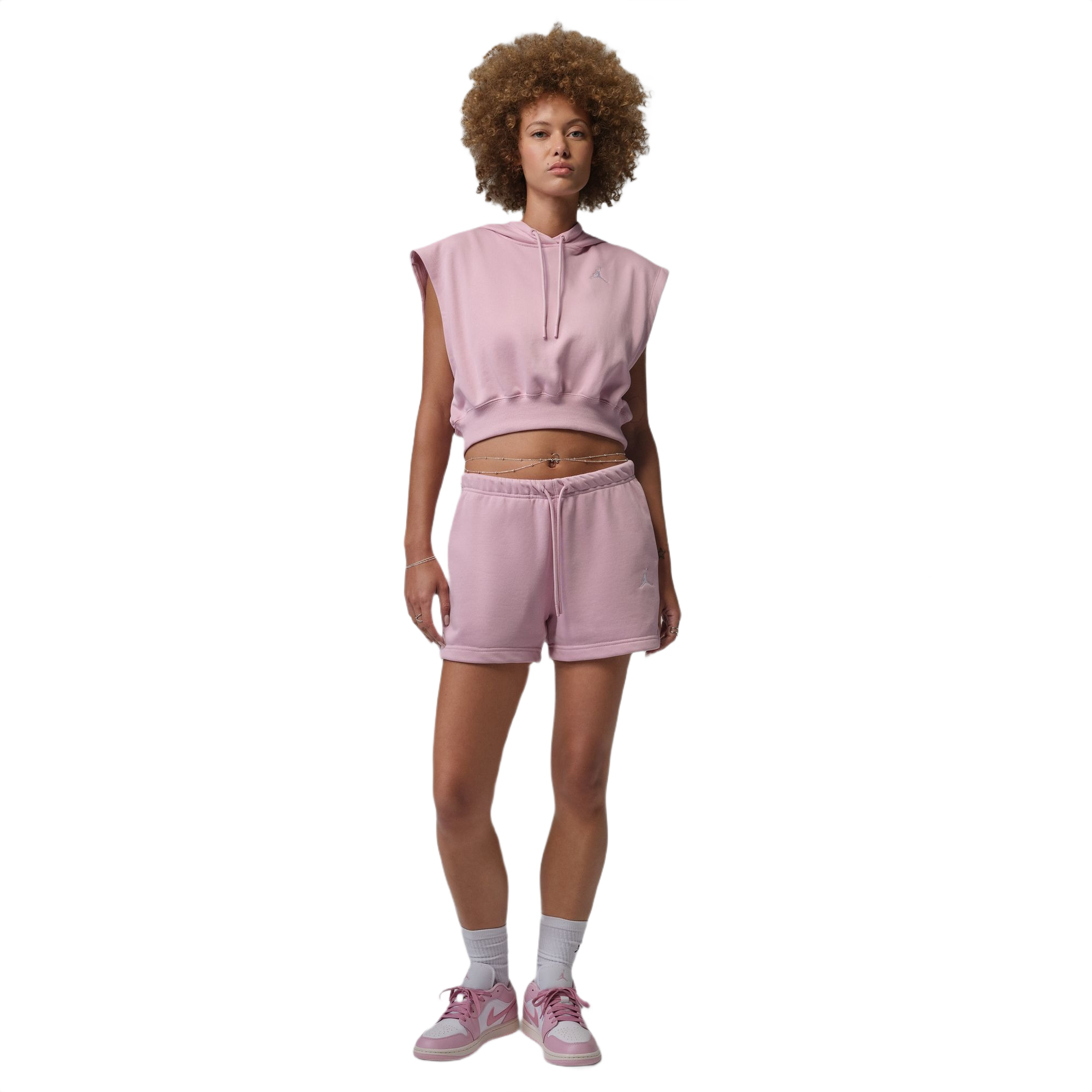 Jordan Women's Brooklyn Fleece French Terry Top - Pink/White - PINK/WHITE Thumbnail View 6