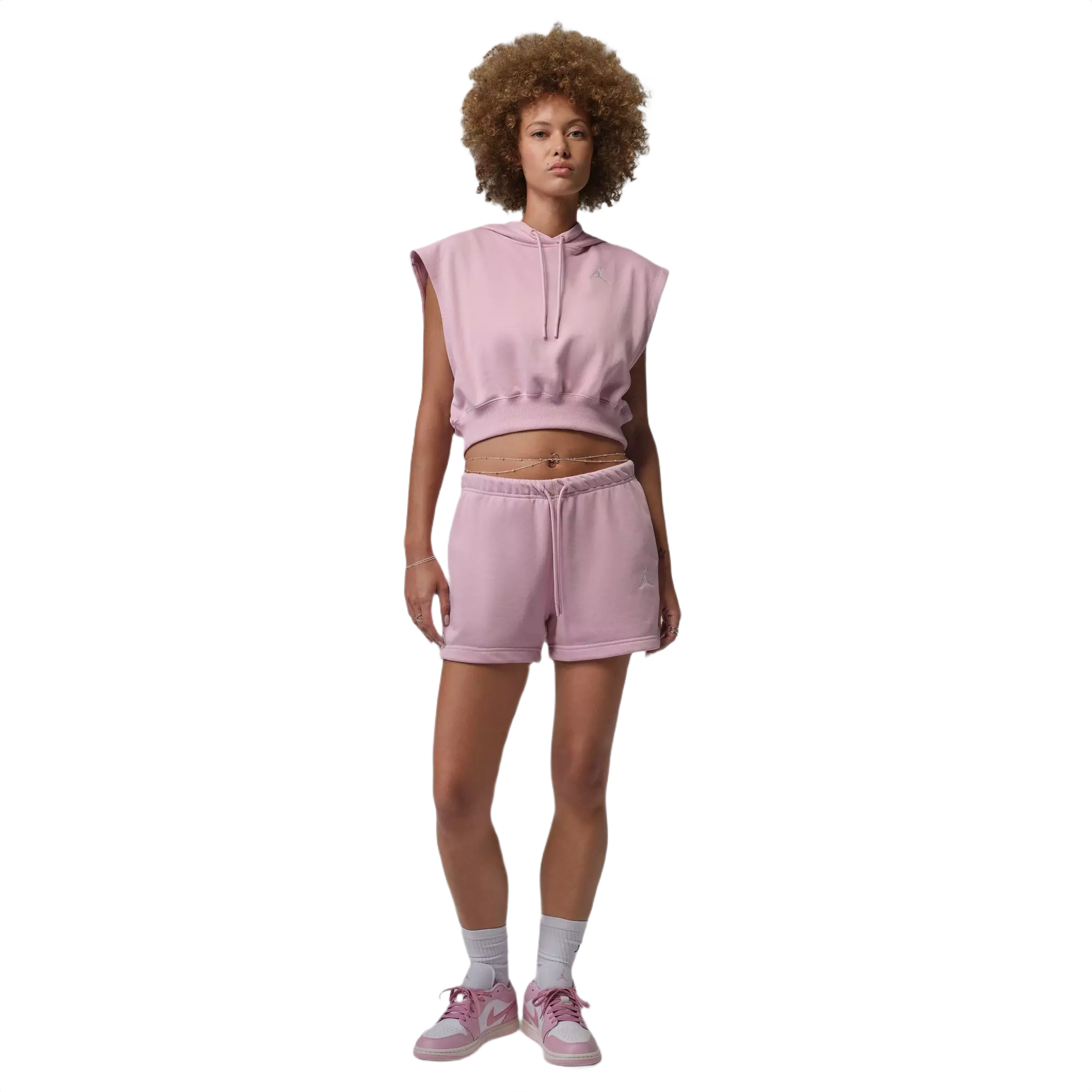 Jordan Women's Brooklyn Fleece French Terry Top - Pink/White - PINK/WHITE
