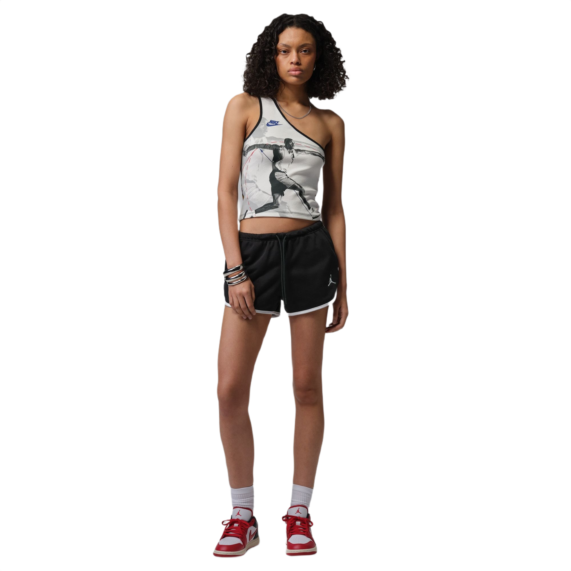 Jordan Women's Brooklyn Fleece Shorts - Black/White - BLACK/WHITE Thumbnail View 5