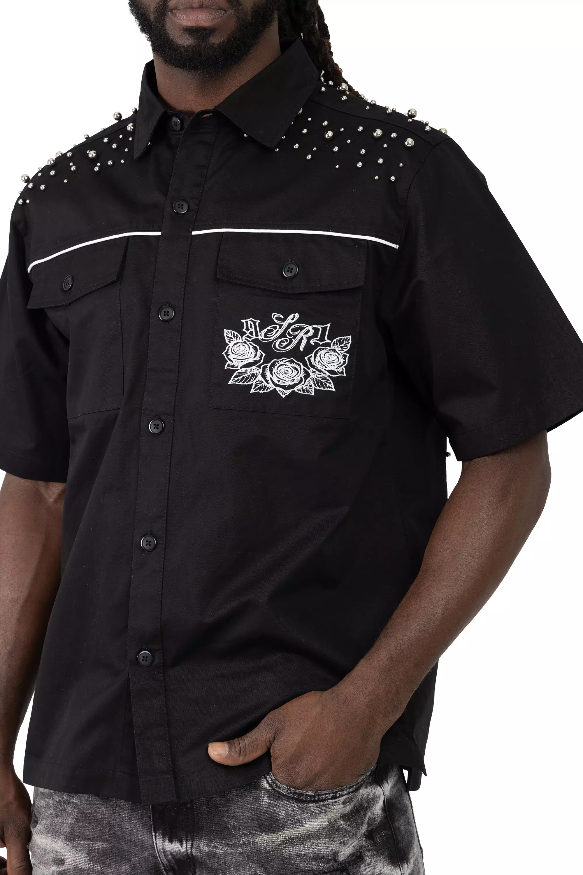 Smoke Rise Men's Noble Steed Twill Shirt - Black - BLACK