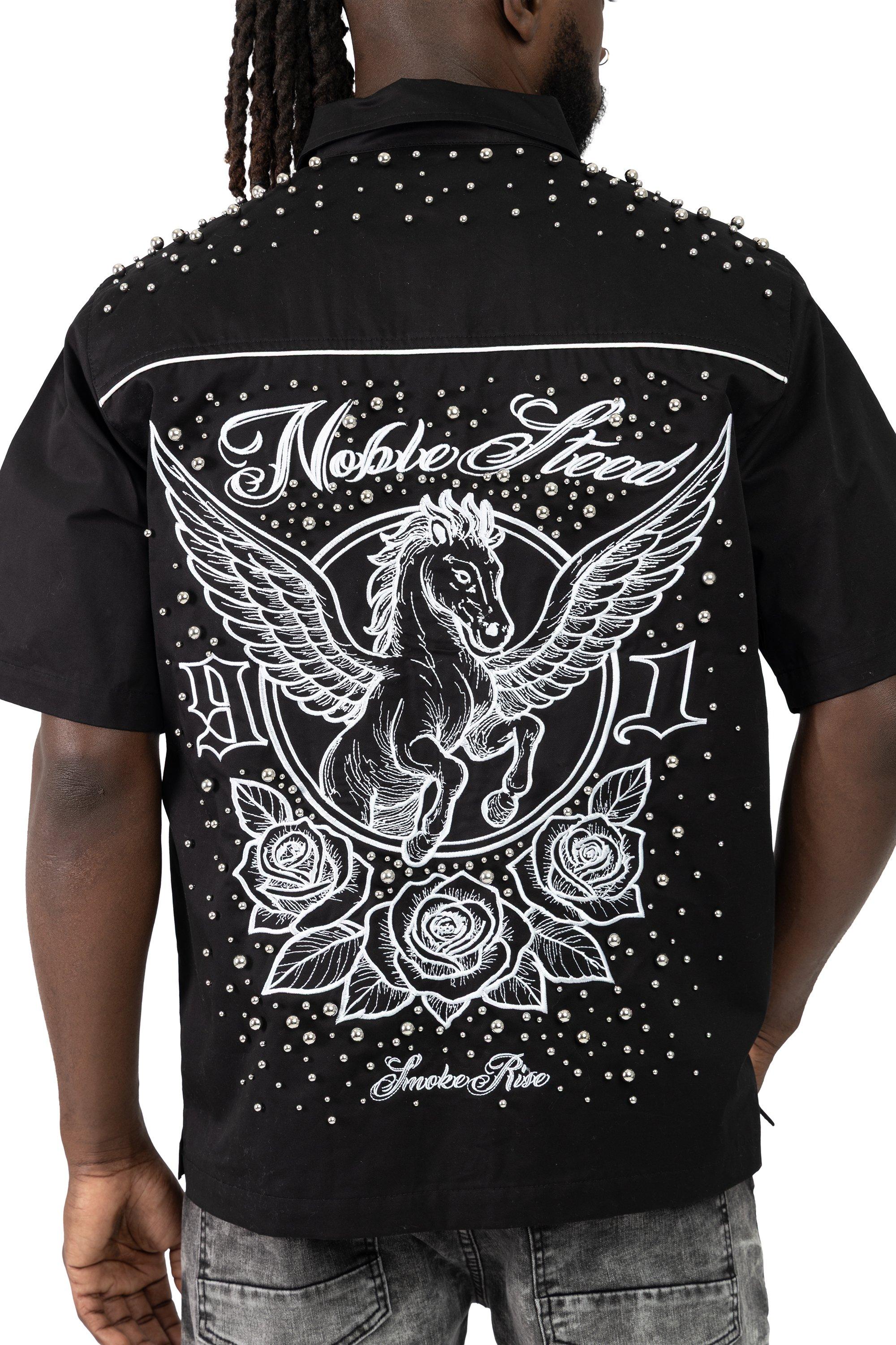 Smoke Rise Men's Noble Steed Twill Shirt - Black - BLACK Thumbnail View 2