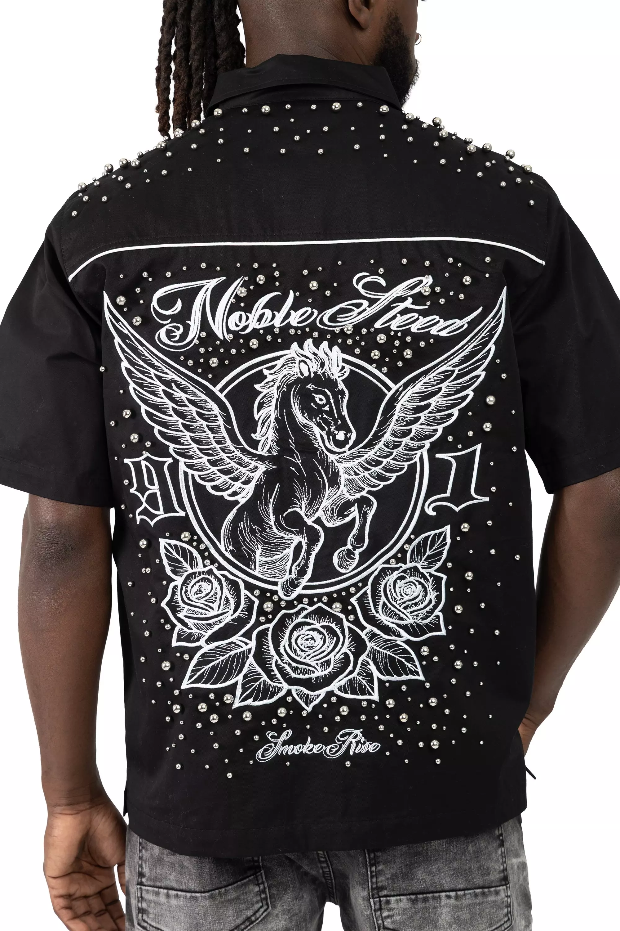 Smoke Rise Men's Noble Steed Twill Shirt - Black - BLACK