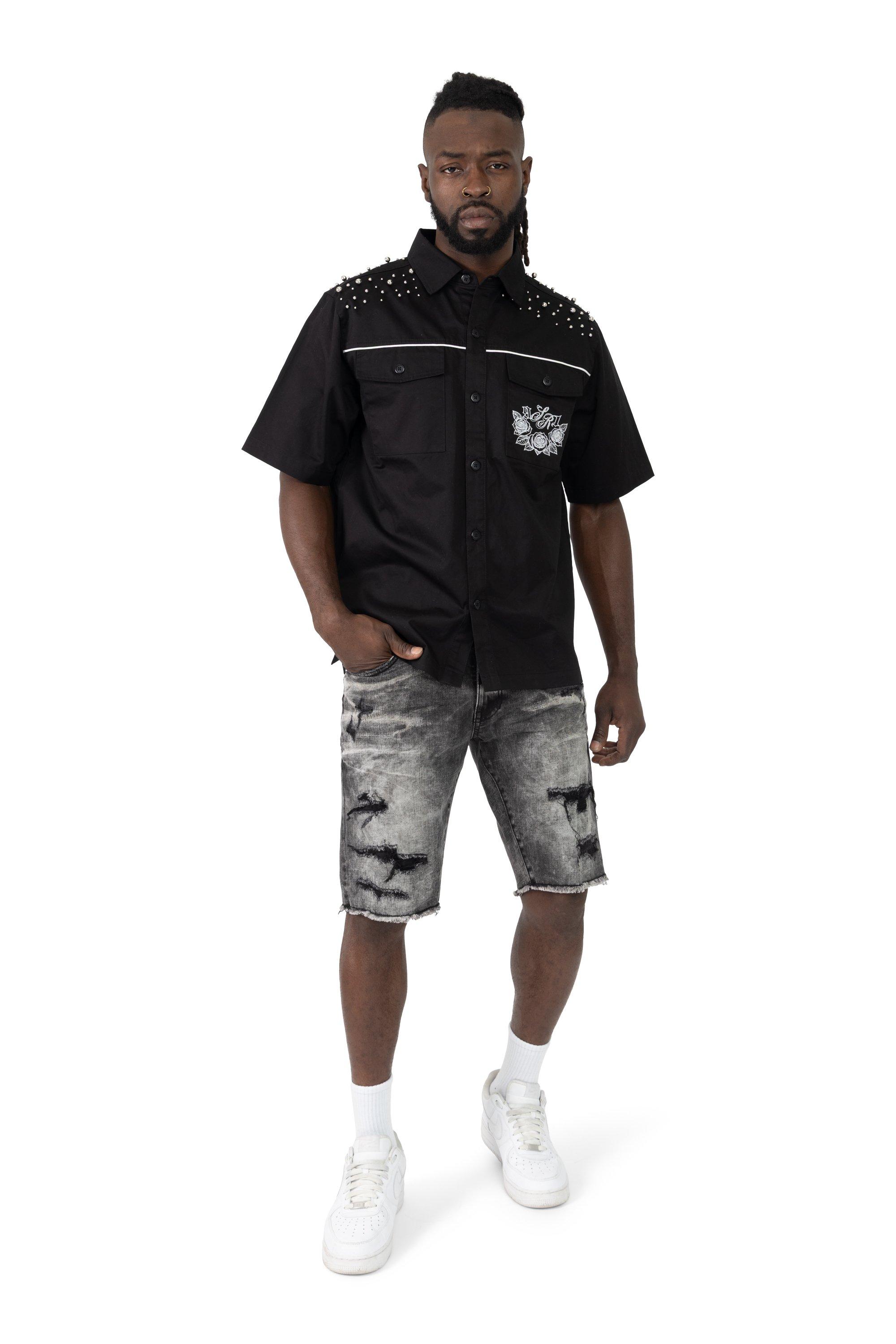 Smoke Rise Men's Noble Steed Twill Shirt - Black - BLACK Thumbnail View 4