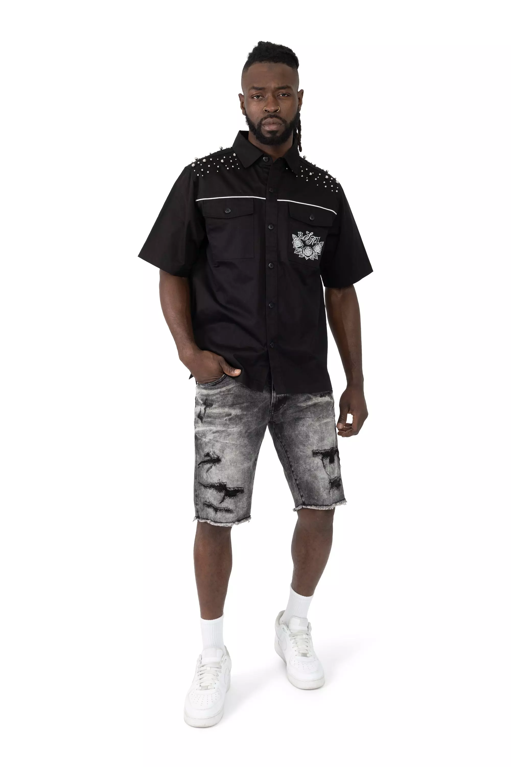 Smoke Rise Men's Noble Steed Twill Shirt - Black - BLACK