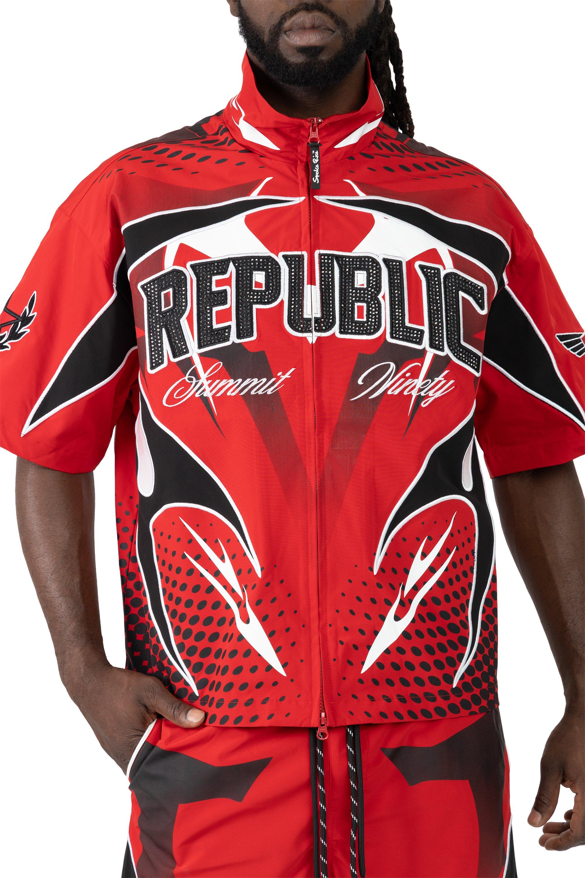 Men's Republic Zippered Windbreaker - Red | Hibbett
