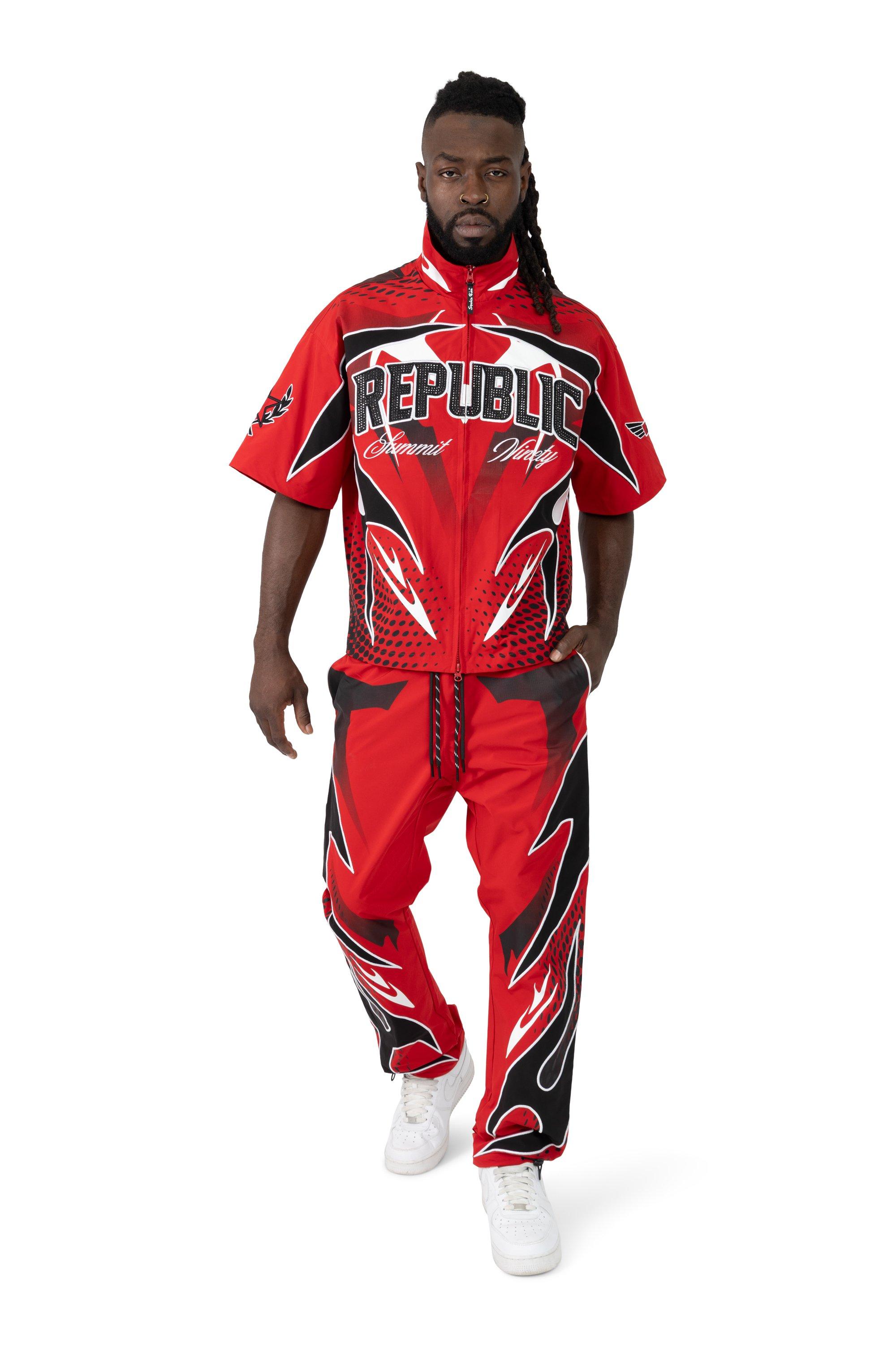 Smoke Rise Men's Republic Zippered Windbreaker - Red - RED Thumbnail View 4