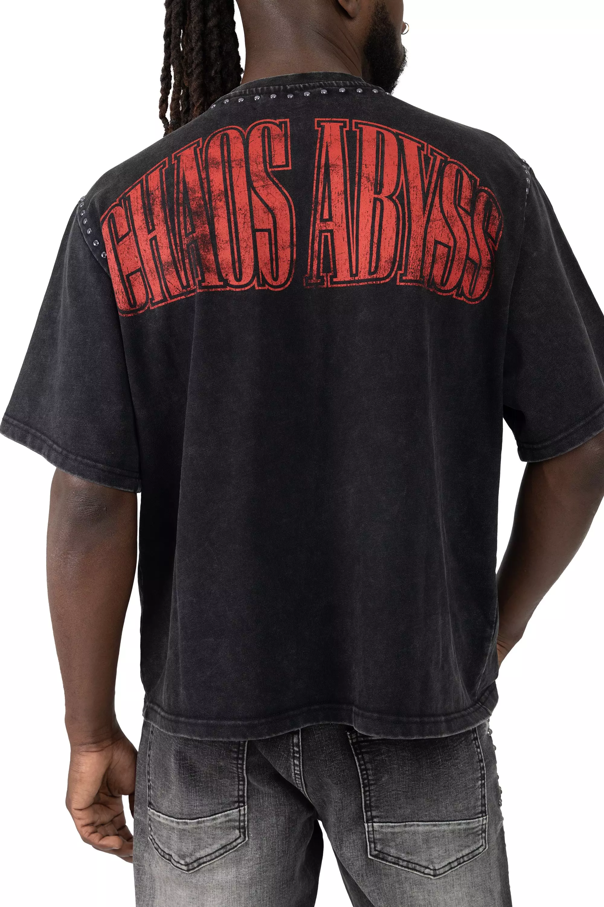 Smoke Rise Men's Chaos Abyss Crop Tee - Black/Red - RED/BLACK