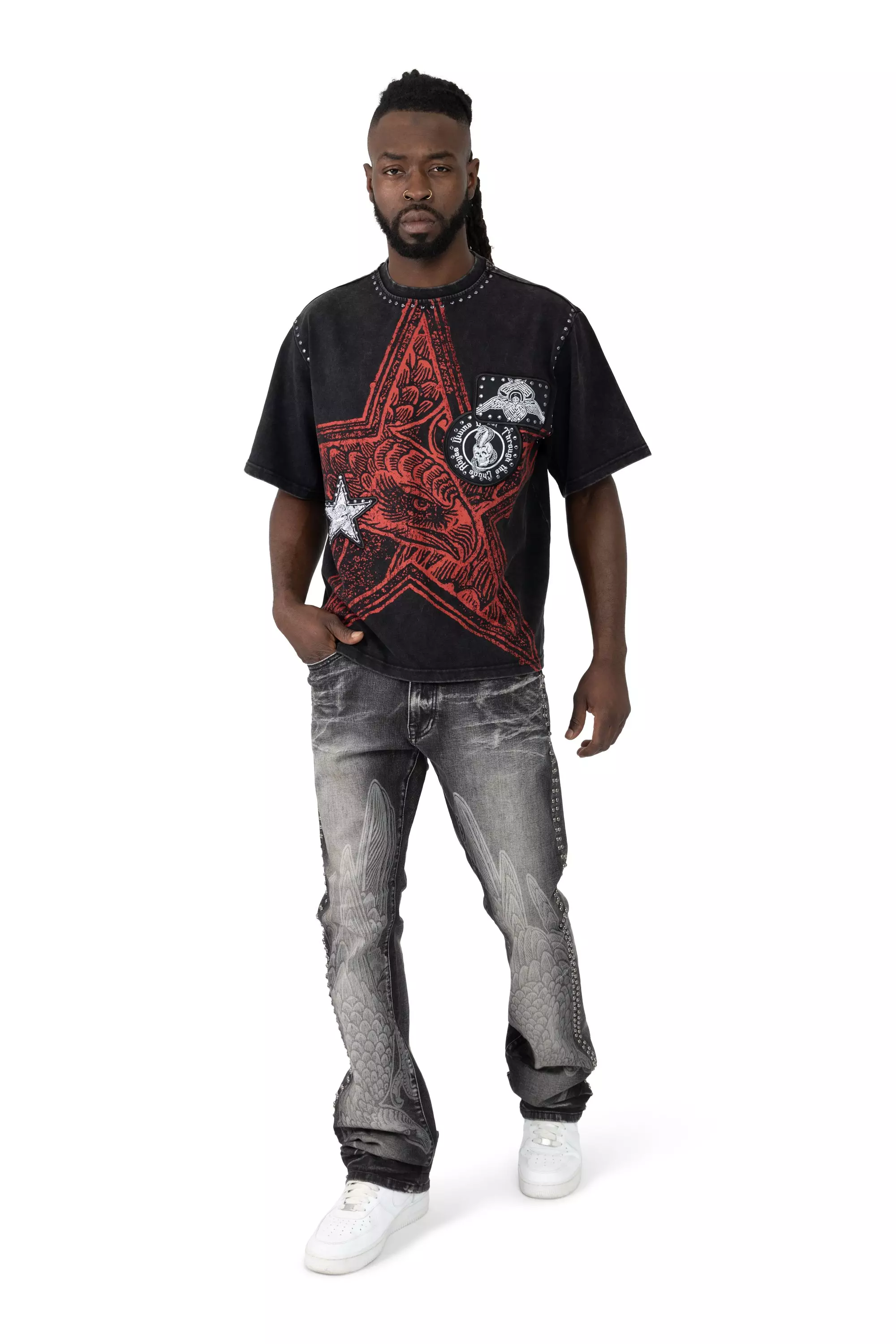 Smoke Rise Men's Chaos Abyss Crop Tee - Black/Red - RED/BLACK