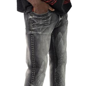 Smoke Rise Men's Stacked Flair Chaos Abyss Denim Jeans - Spider Black