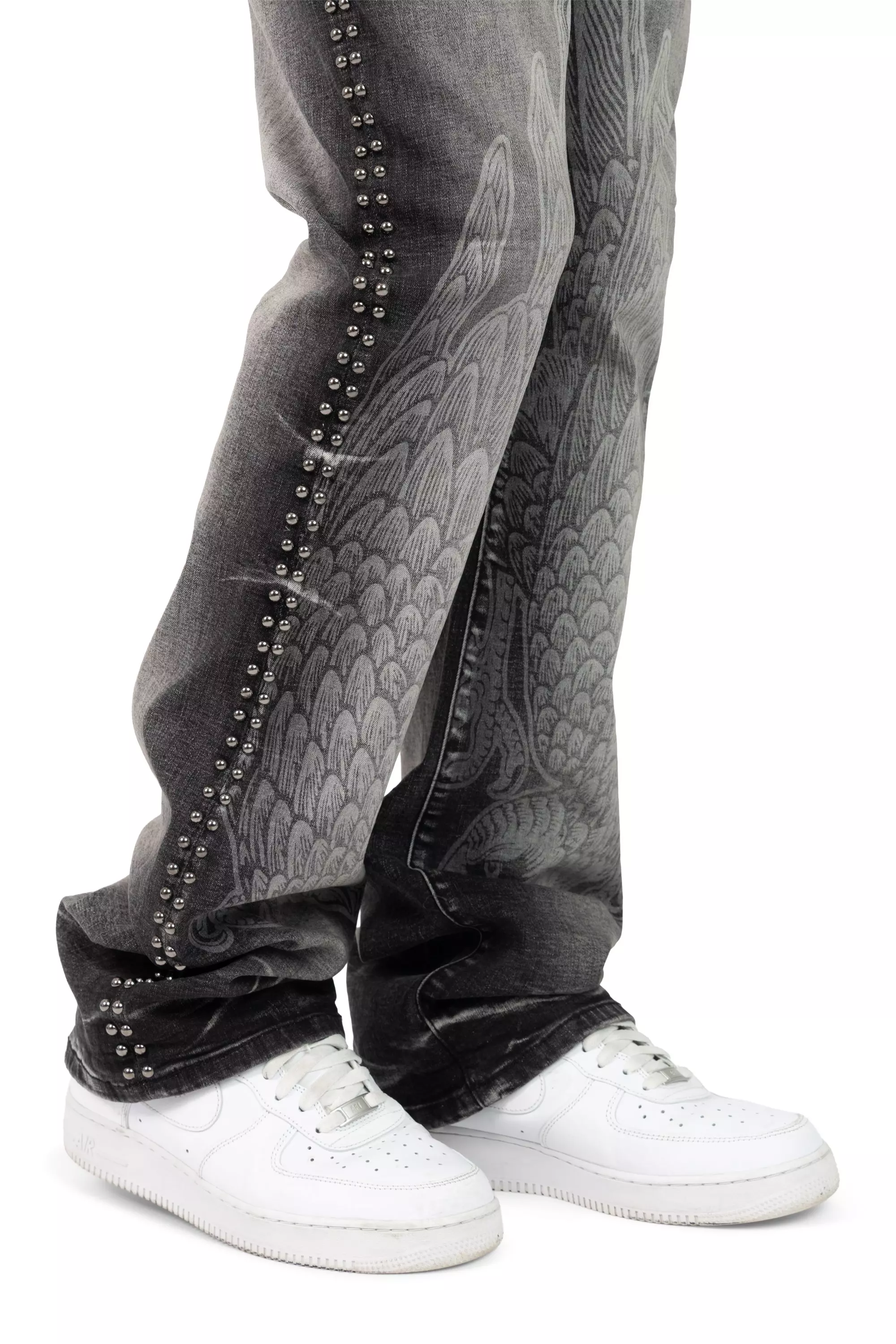 Smoke Rise Men's Stacked Flair Chaos Abyss Denim Jeans - Spider Black - BLACK