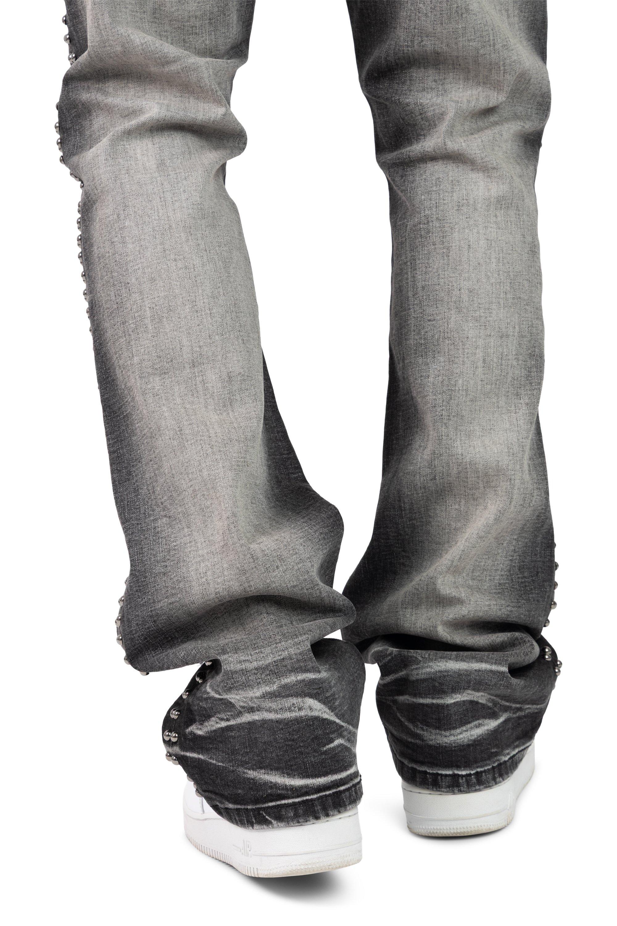 Smoke Rise Men's Stacked Flair Chaos Abyss Denim Jeans - Spider Black - BLACK Thumbnail View 5