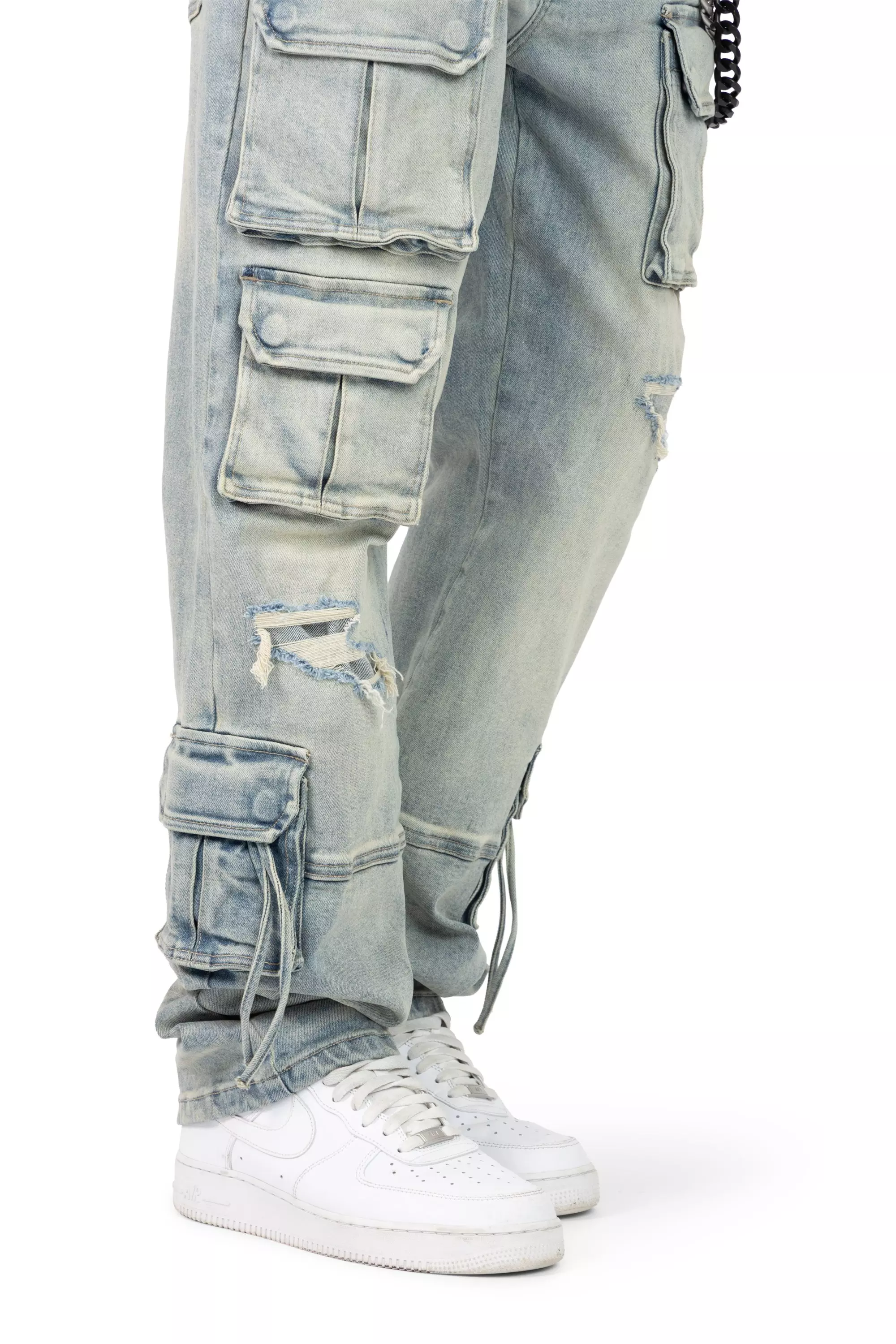 Smoke Rise Men's Straight Fit Utility Jeans - Vanilla Blue - BLUE