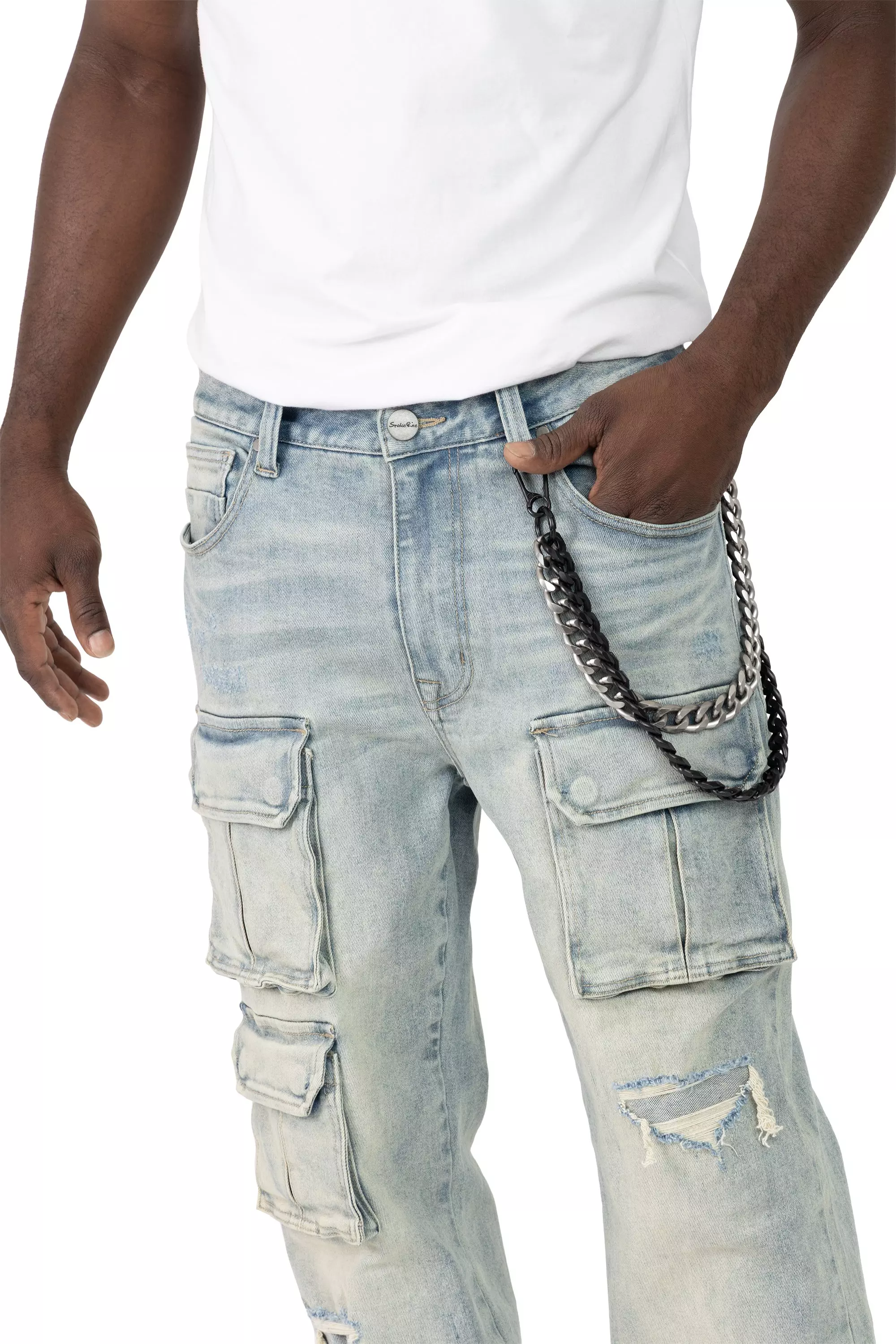 Smoke Rise Men's Straight Fit Utility Jeans - Vanilla Blue - BLUE