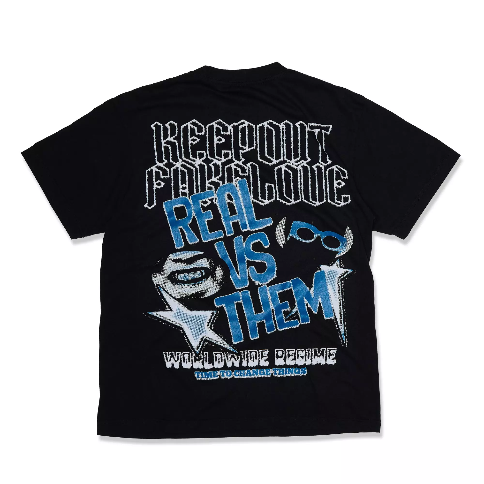 KEEPOUTFAKELOVE Men's Views Tee - Black - BLACK