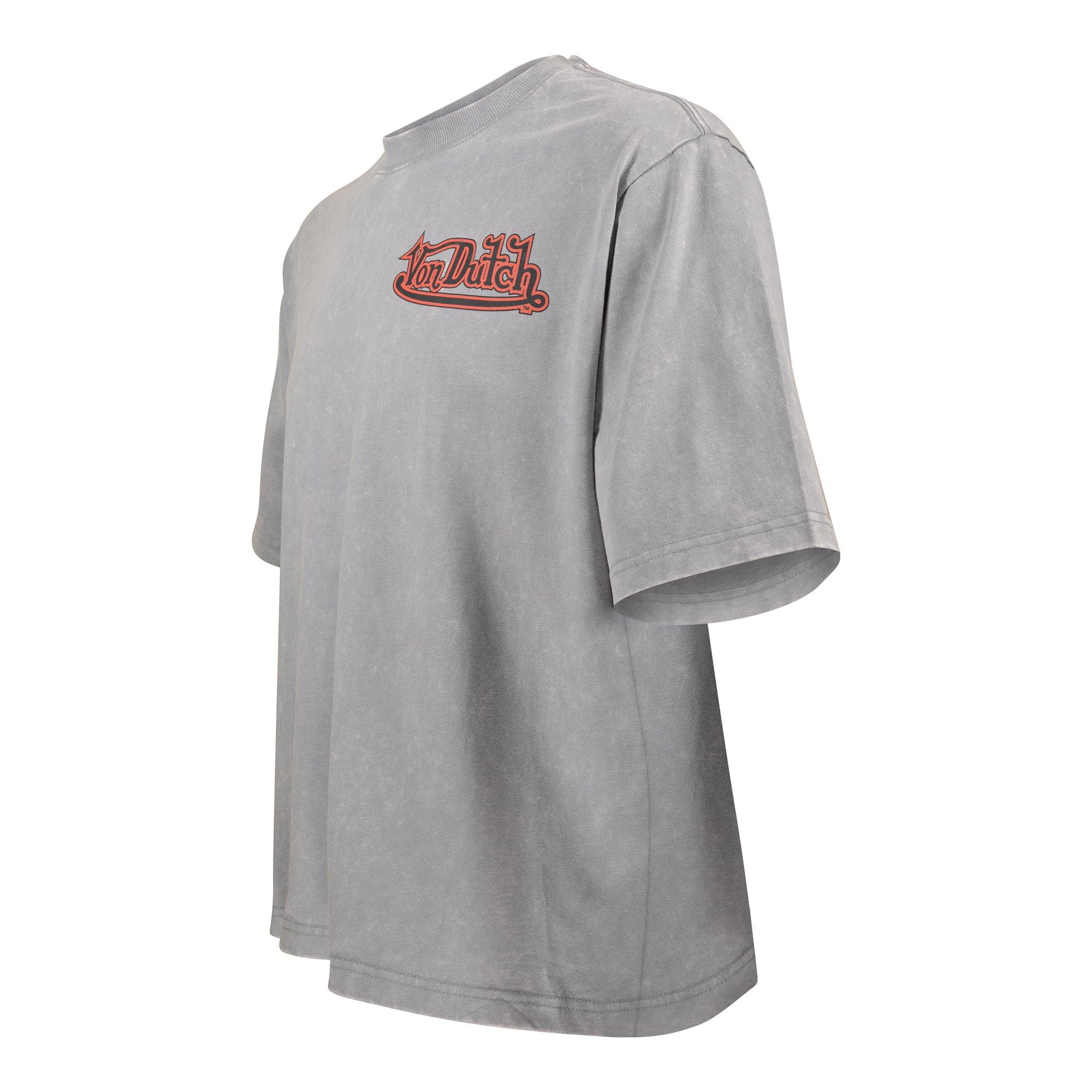 Von Dutch Men's Eagle Skull Crop Tee - Grey Mineral Wash - GREY Thumbnail View 3