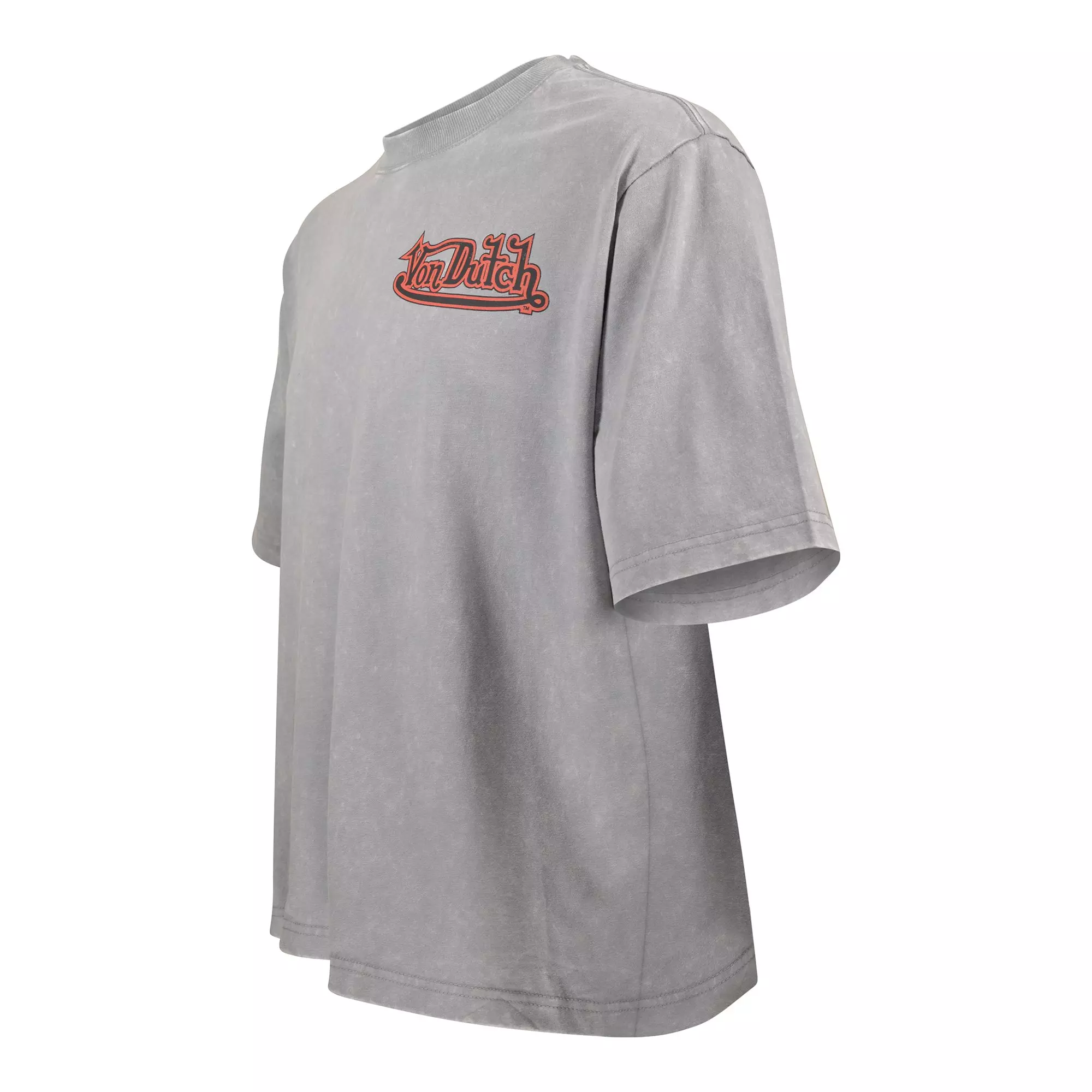 Von Dutch Men's Eagle Skull Crop Tee - Grey Mineral Wash - GREY