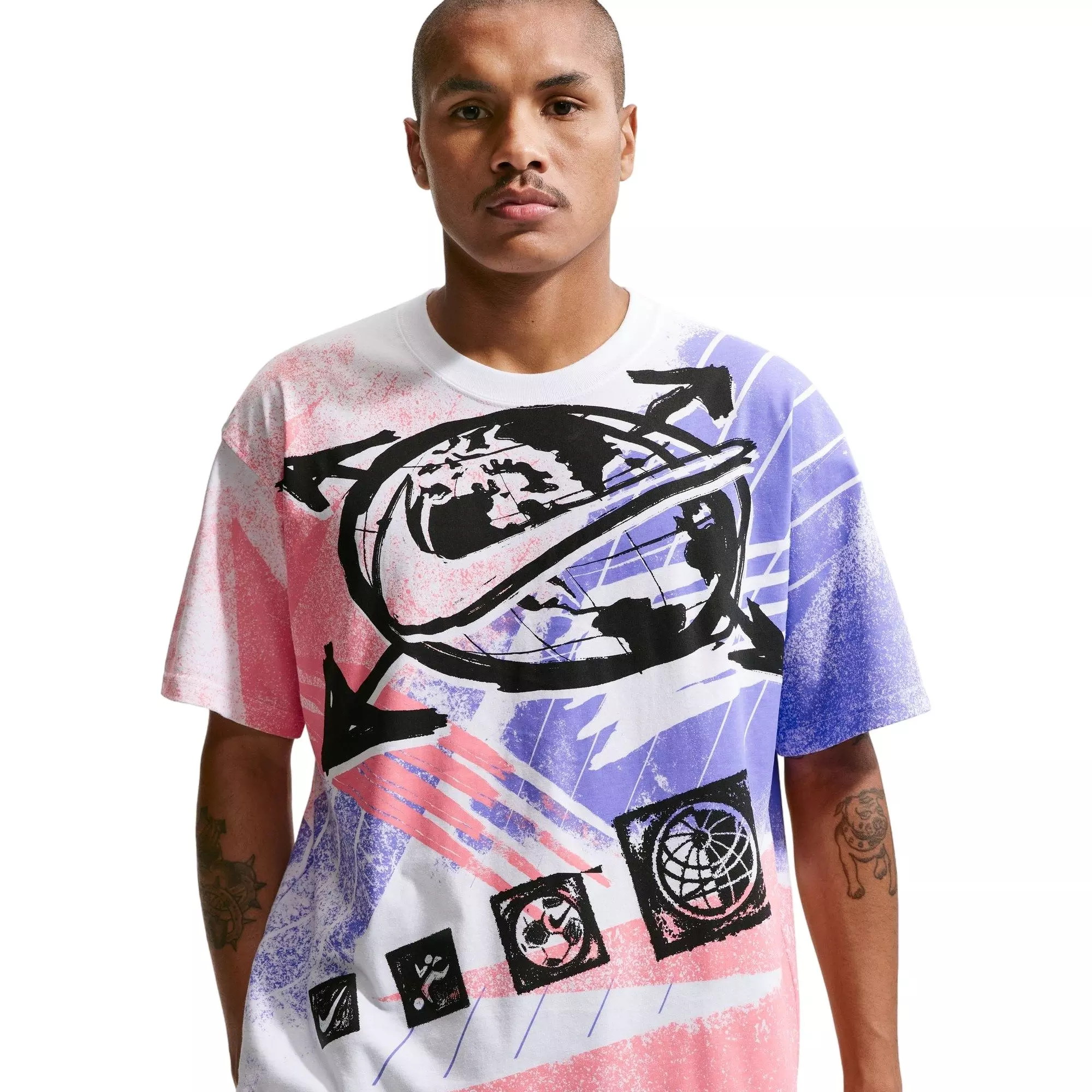 Nike Men's Sportswear Tee-White/Red/Blue - WHITE/RED/BLUE